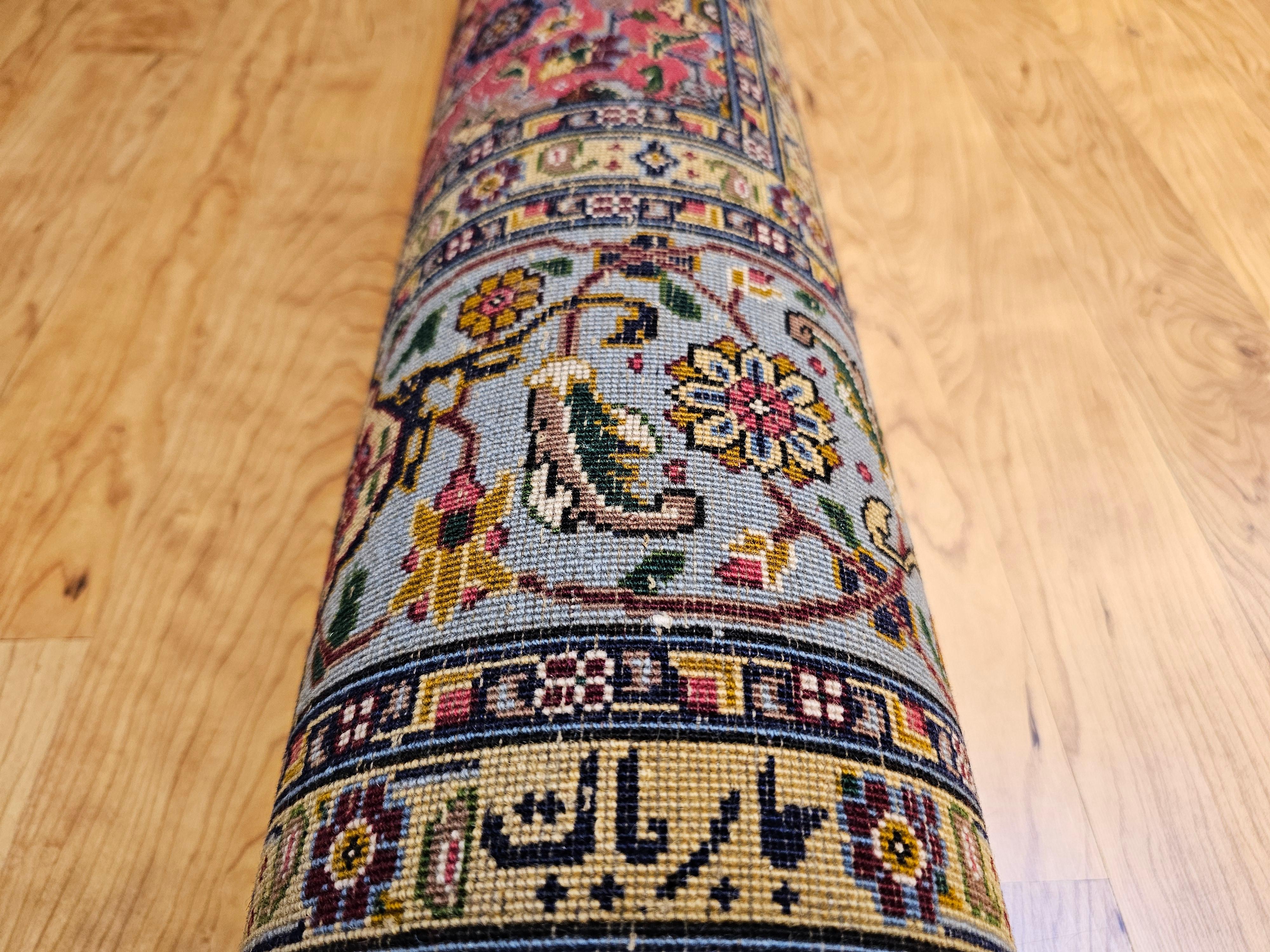 Vintage Persian Tabriz Rug in Allover Geometric Pattern in Plum, Turquoise, Navy For Sale 7