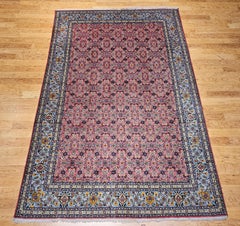 Vintage Persian Tabriz Hand-Knotted Rug in Allover Pattern in Plum, Turquoise