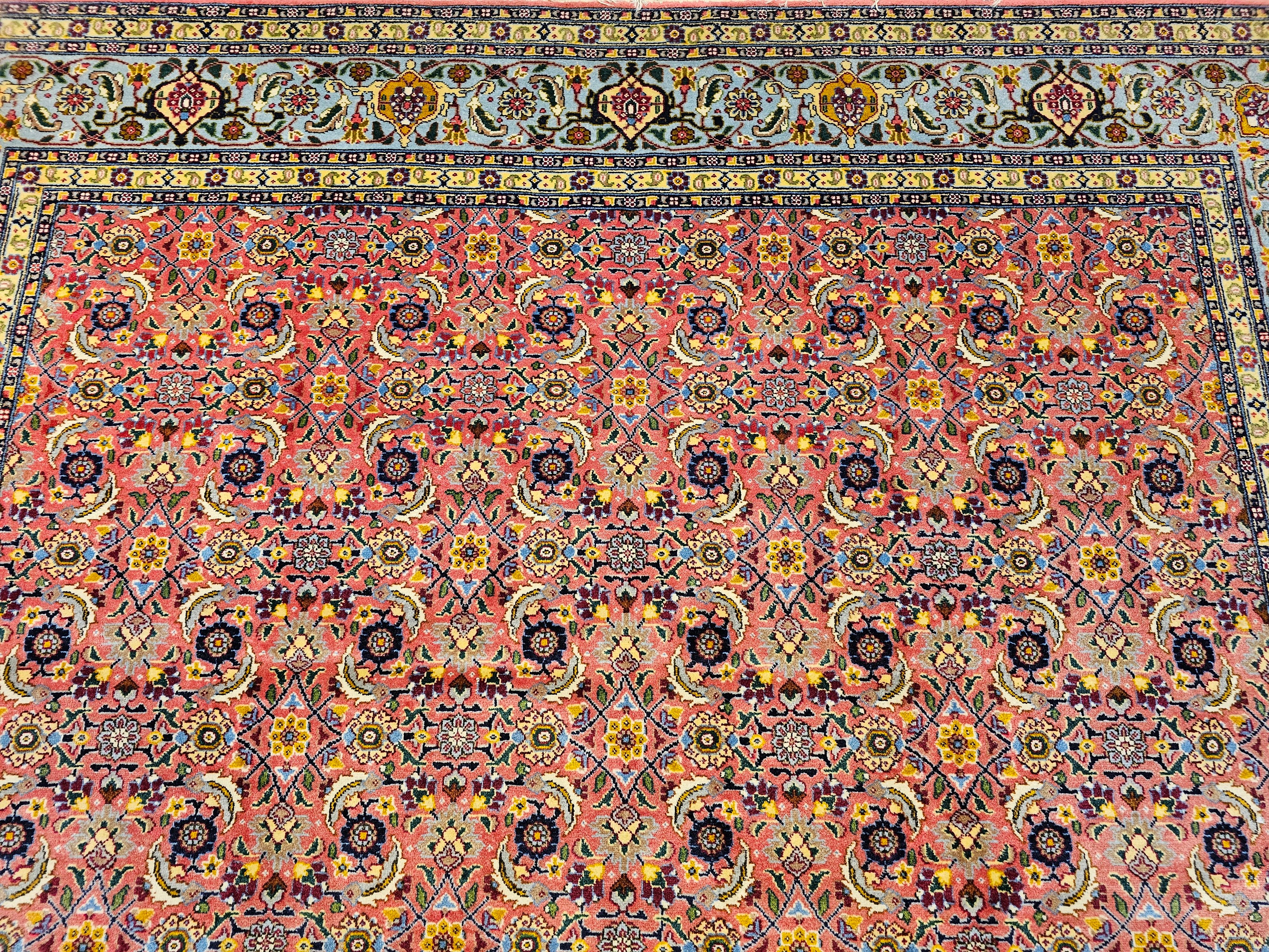 Hand-Knotted Vintage Persian Tabriz Rug in Allover Geometric Pattern in Plum, Turquoise, Navy For Sale