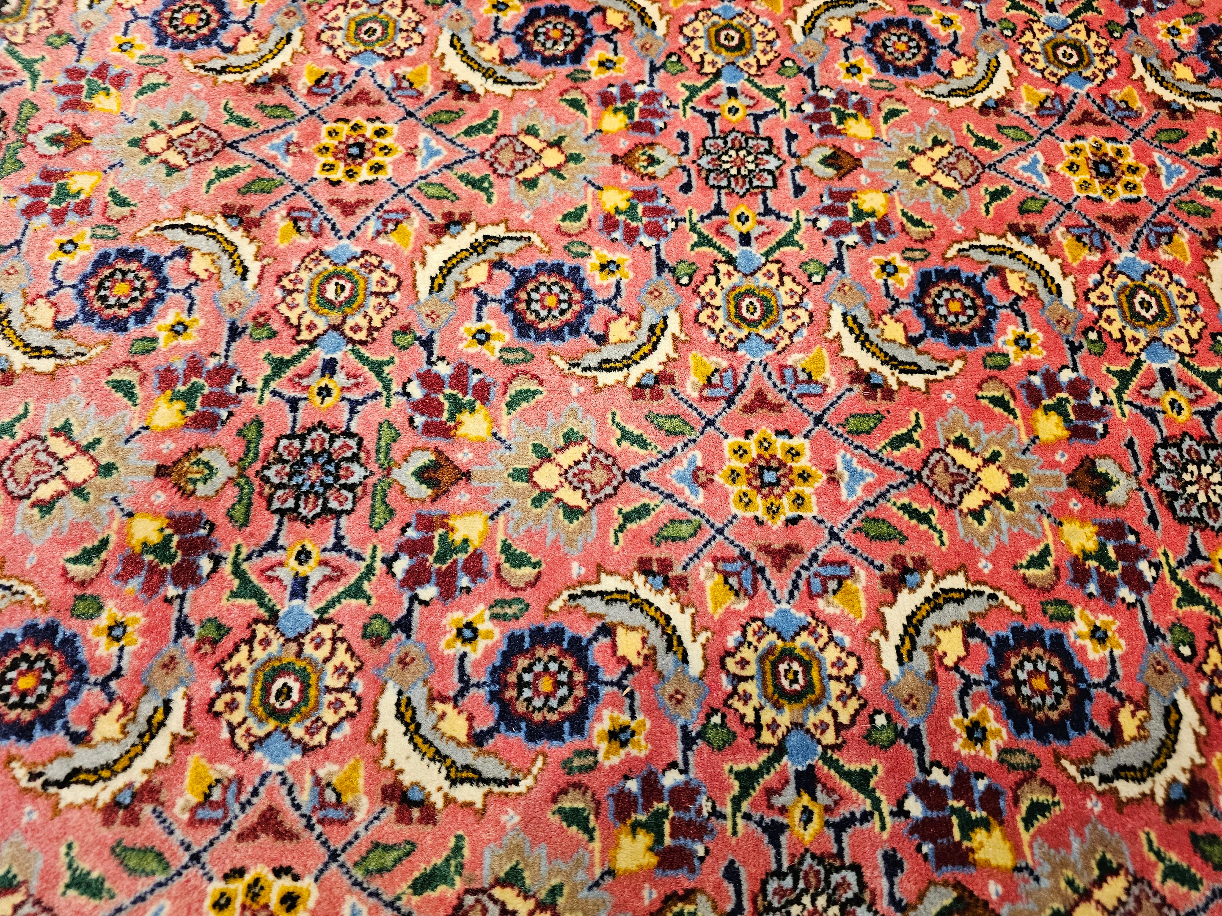 Vintage Persian Tabriz Rug in Allover Geometric Pattern in Plum, Turquoise, Navy For Sale 2