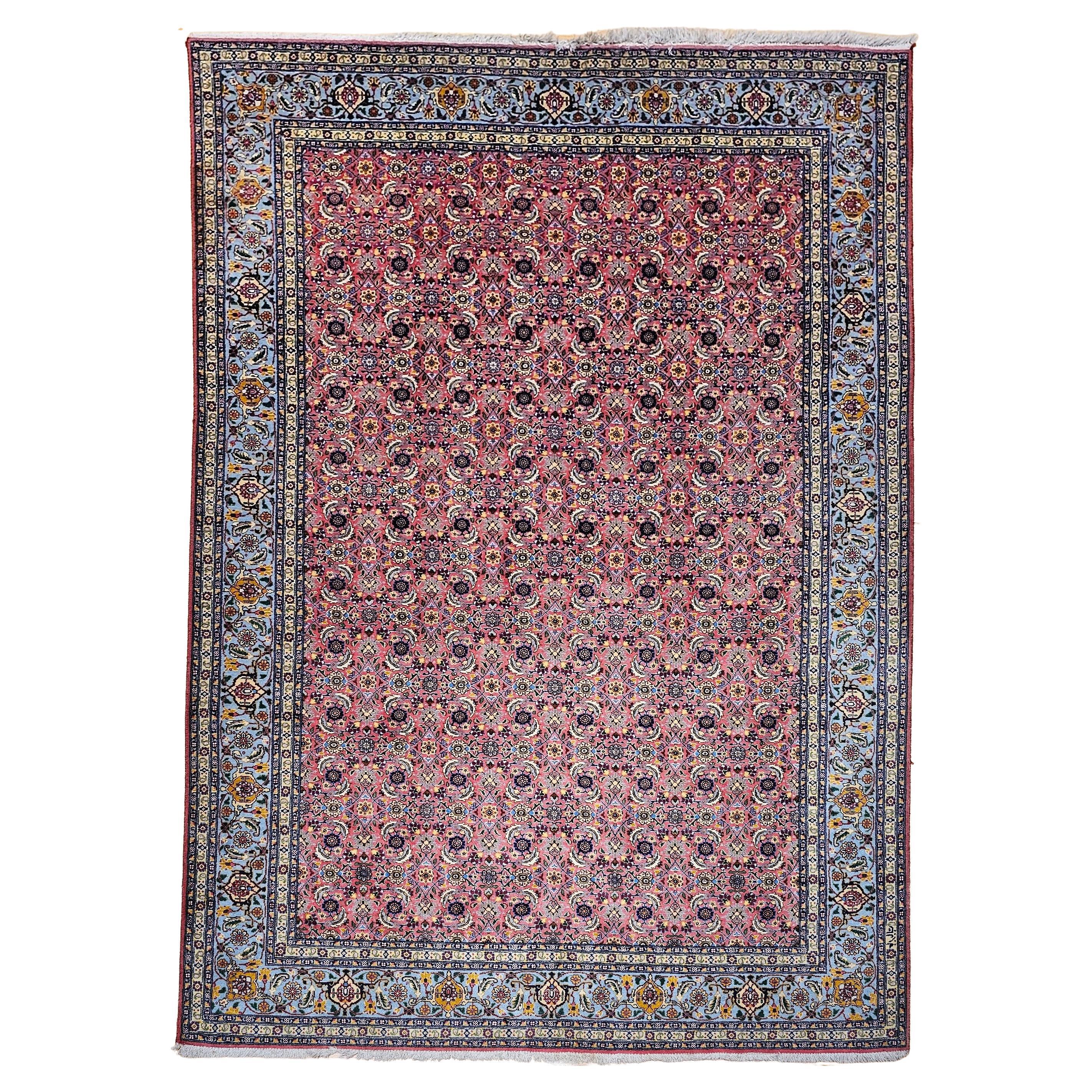 Persischer Täbris-Teppich in Allover-Geometrischem Muster in Pflaumen, Türkis, Marineblau, Vintage
