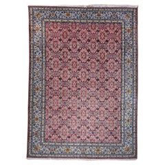 Vintage Persian Tabriz Rug in Allover Geometric Pattern in Plum, Turquoise, Navy