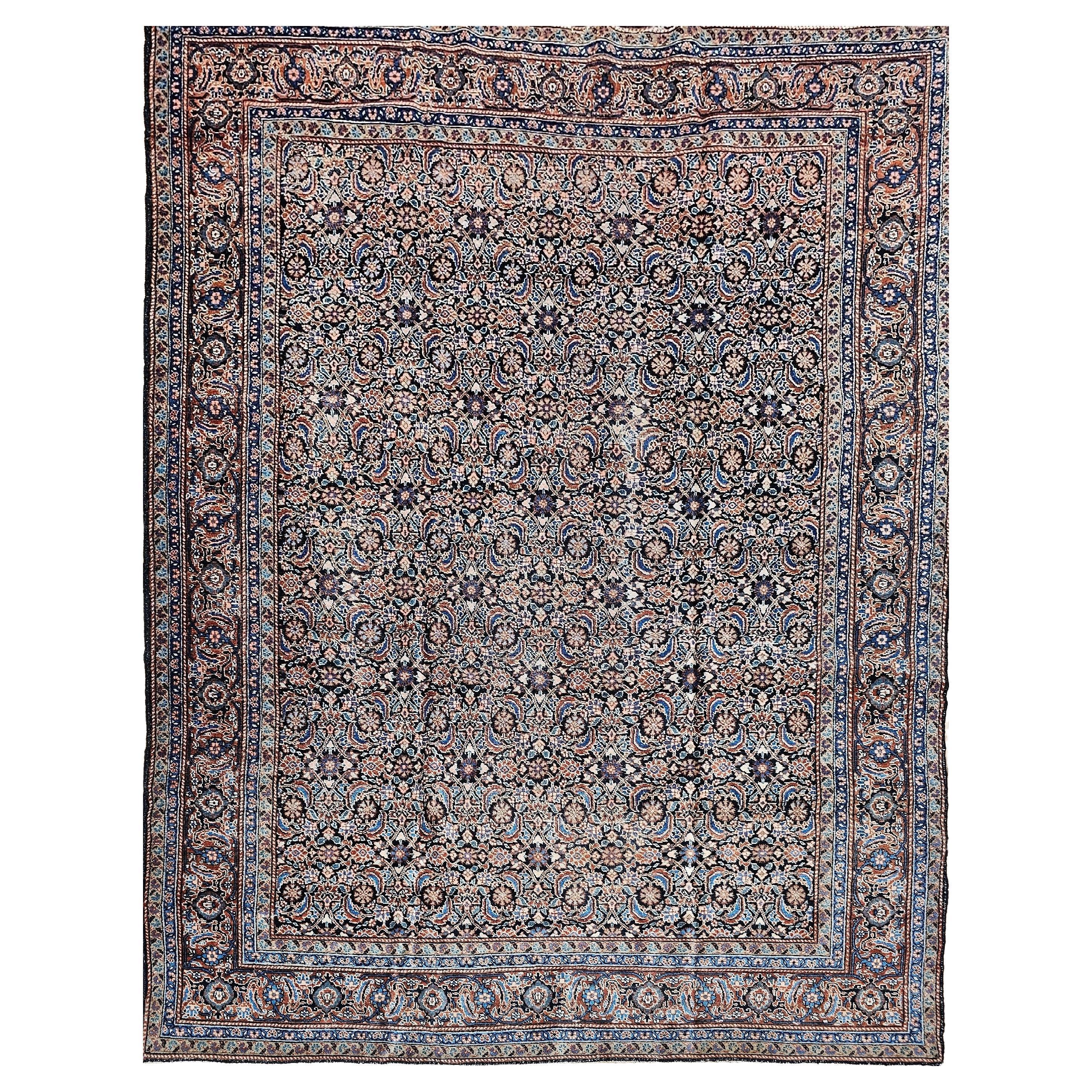 Antique Persian Tabriz  Room Size Rug in Allover Herati Pattern