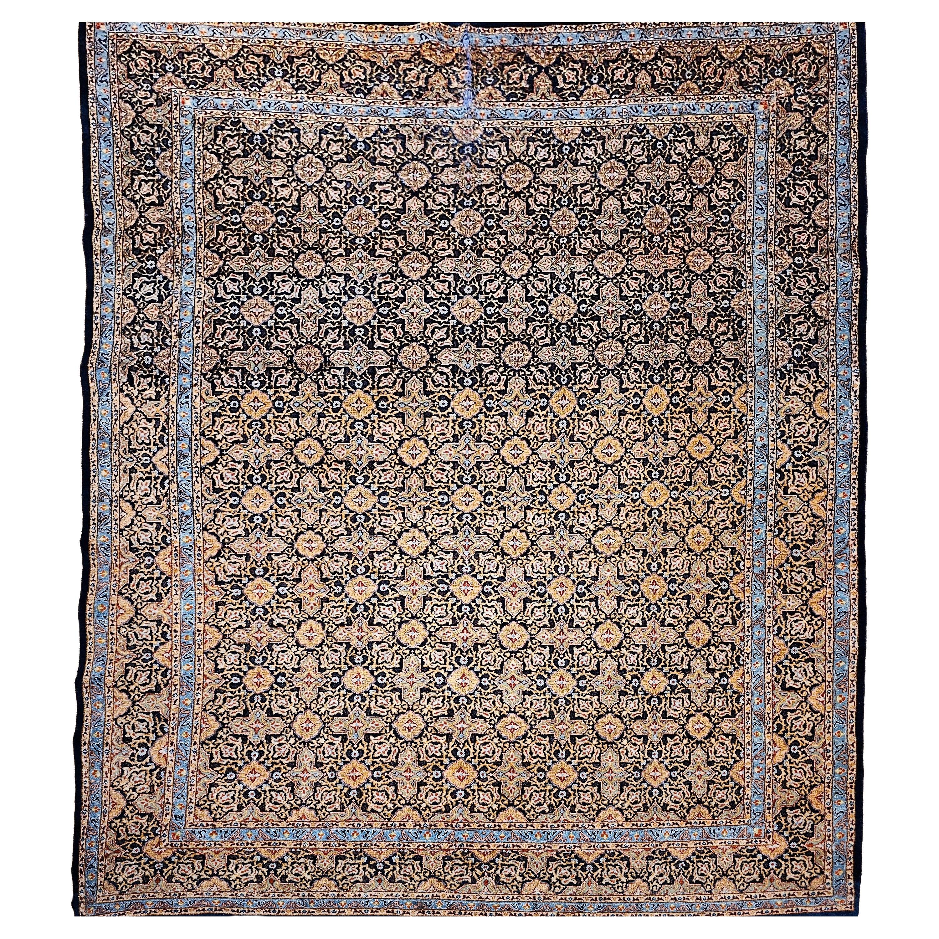 Persischer Täbris-Teppich in Zimmergröße in Allover-Geometrischem Muster, Vintage