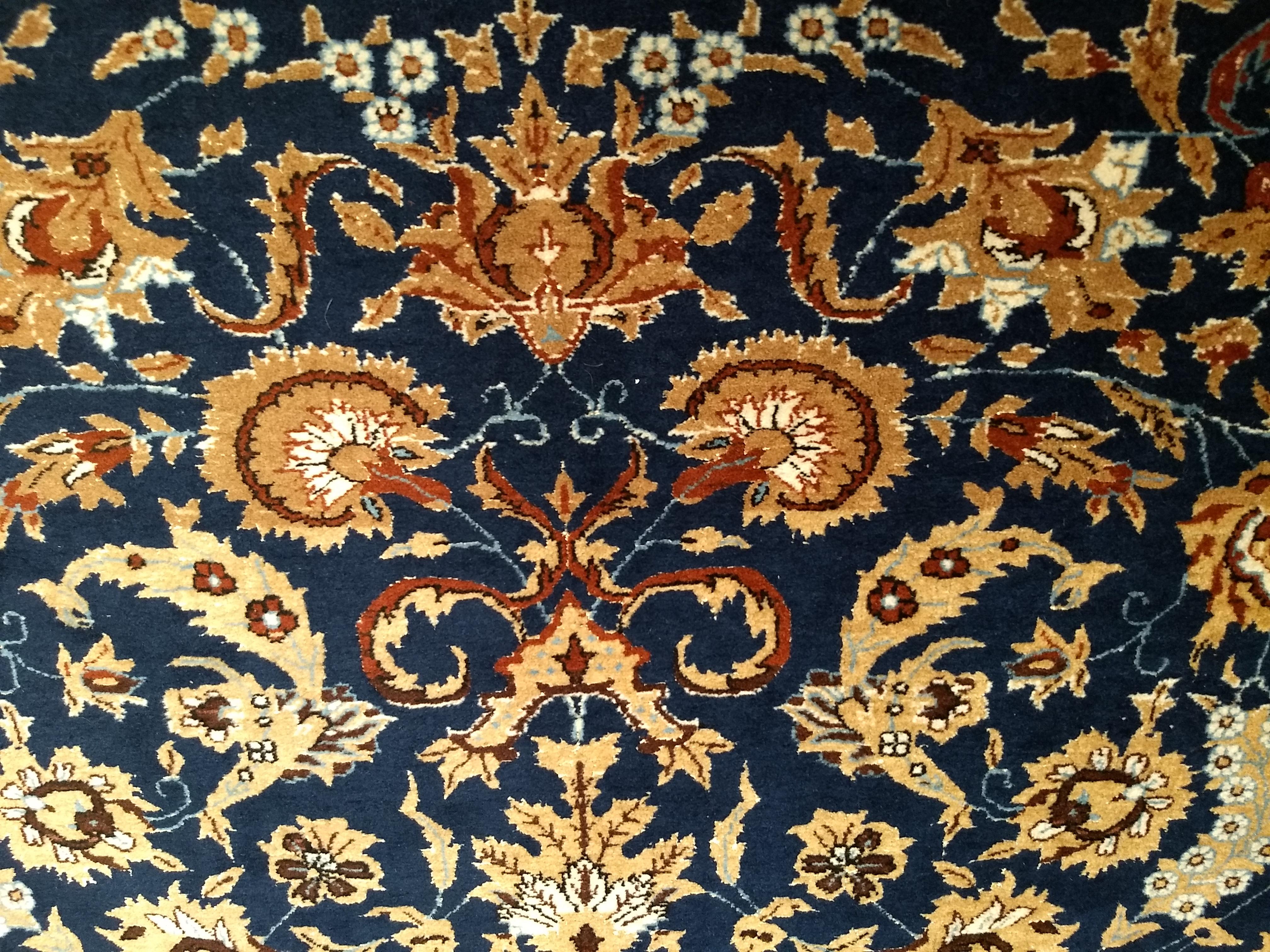 Vintage Persian Tabriz in an Allover Pattern in Navy Blue, Tan, Brown, Baby Blue For Sale 3