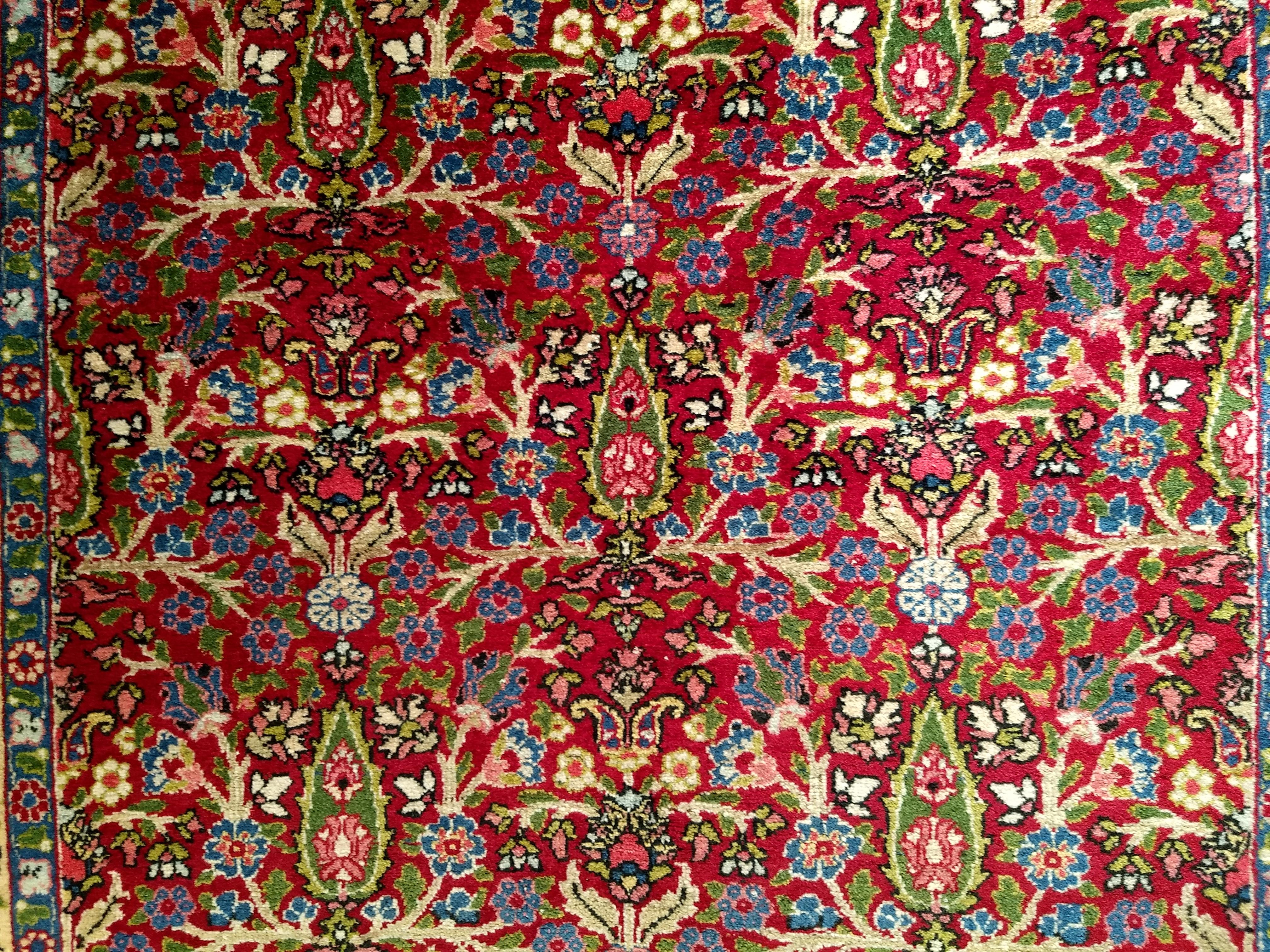 Vintage Persian Tabriz in All Over Pattern in Magenta, Yellow, Green, Blue, Pink For Sale 2