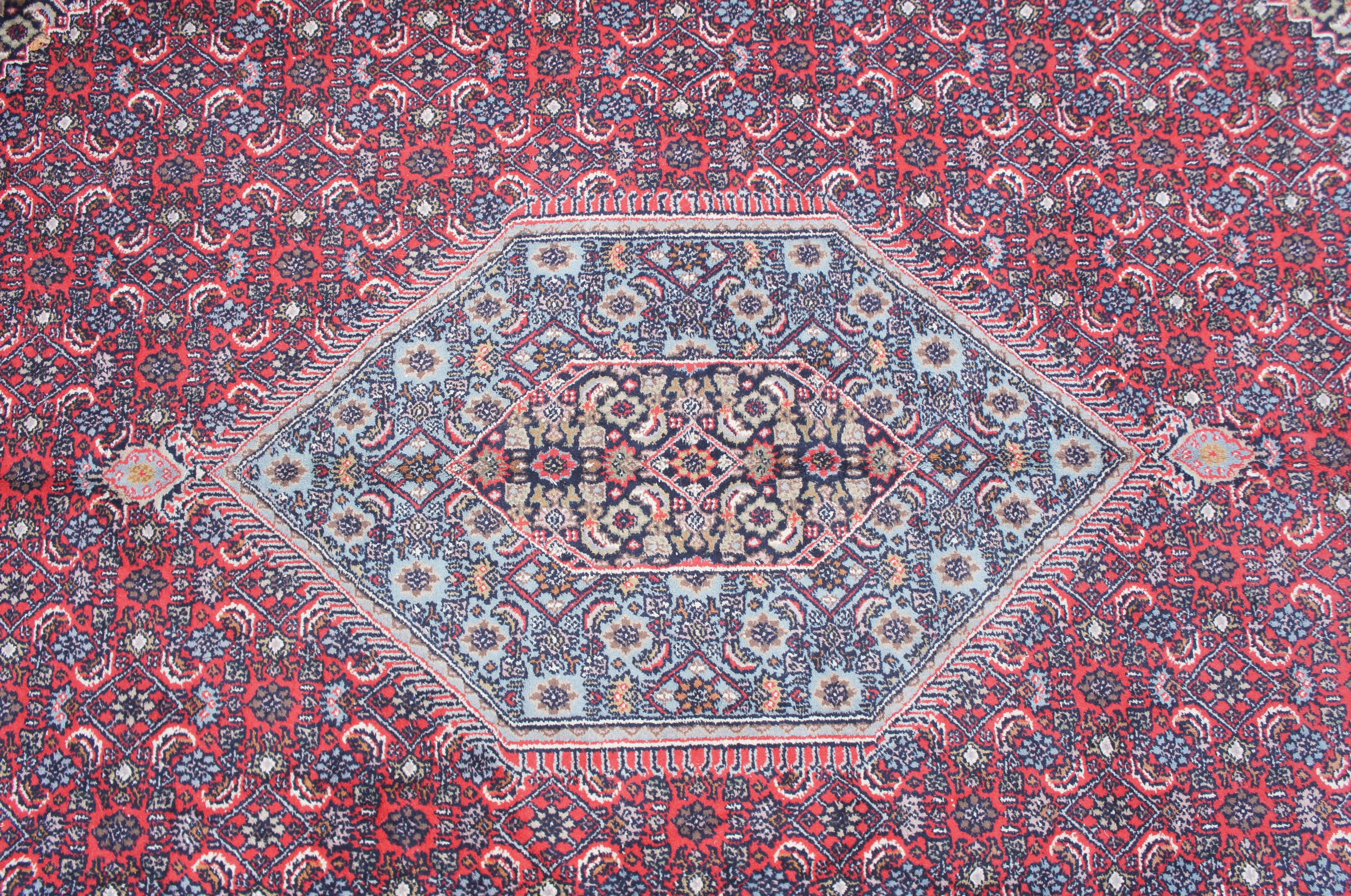 20th Century Vintage Persian Tabriz Mahi Hand Knotted Wool Medallion Area Rug Carpet