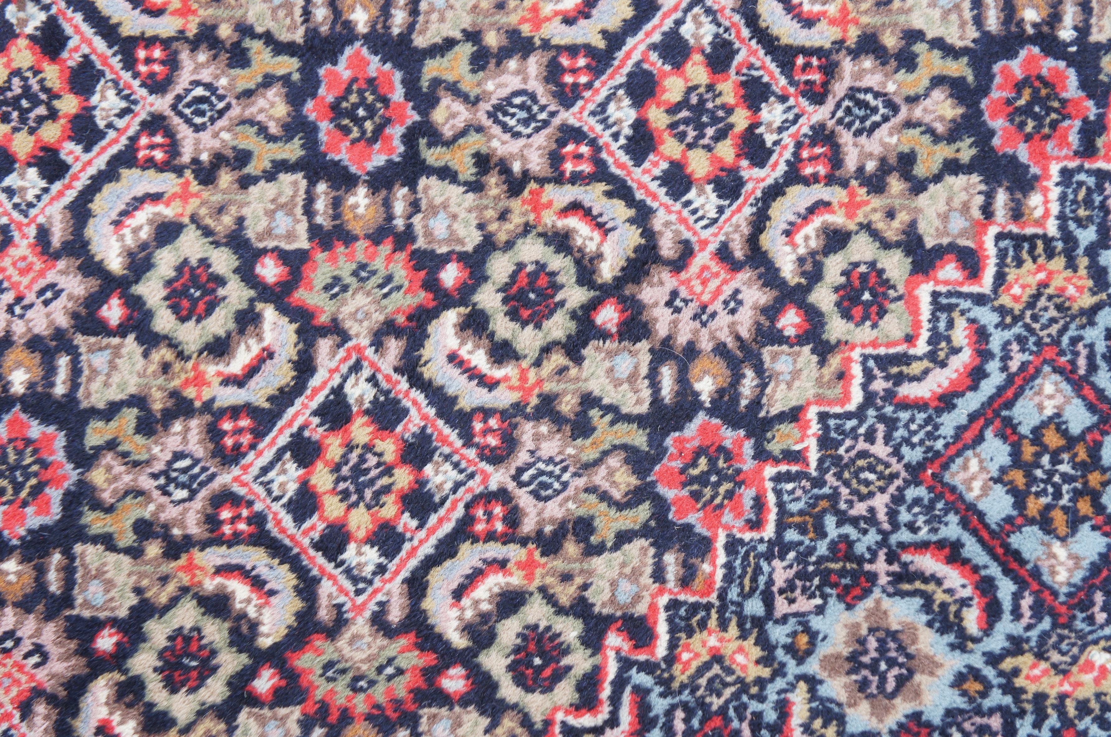 Vintage Persian Tabriz Mahi Hand Knotted Wool Medallion Area Rug Carpet 1