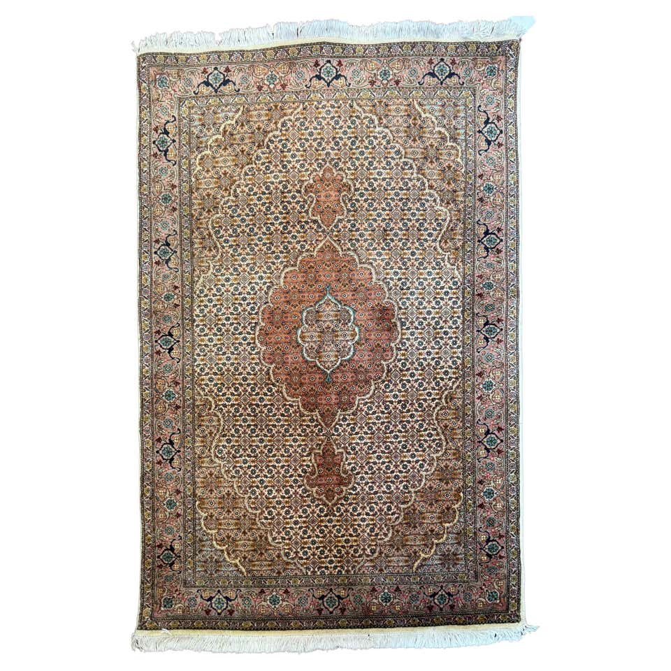 Vintage Persian Mahi Fish Design Tabriz Area Rug with Traditional Style ...