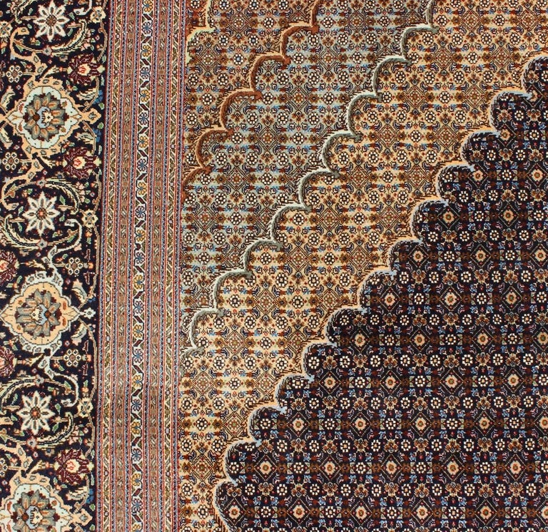 Vintage Persian Tabriz Mahi Rug with Oval Medallion and Swirling Floral