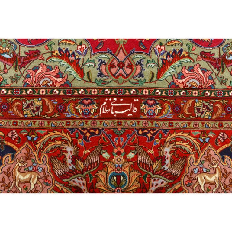 Persiano Tappeto persiano Tabriz Nezam vintage in lana e seta - Dimensioni: 13'5 X 9'10 in vendita