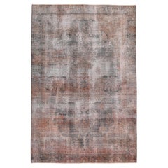 Vintage Persian Tabriz Overdyed in Pale Rust and Grey Wool Rug 5'11''x8'11''