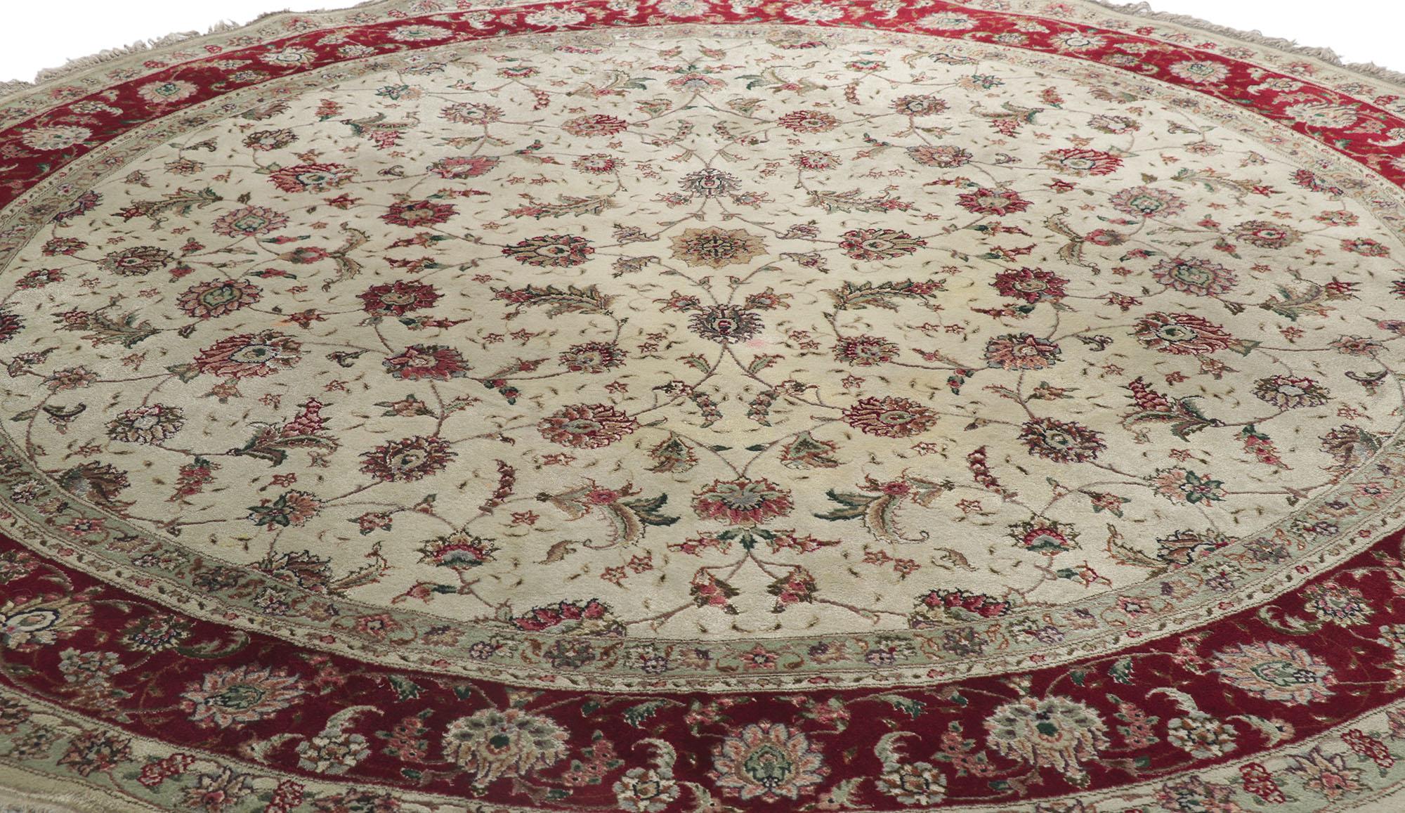 Alfombra redonda persa vintage Tabriz paquistaní Anudado a mano en venta