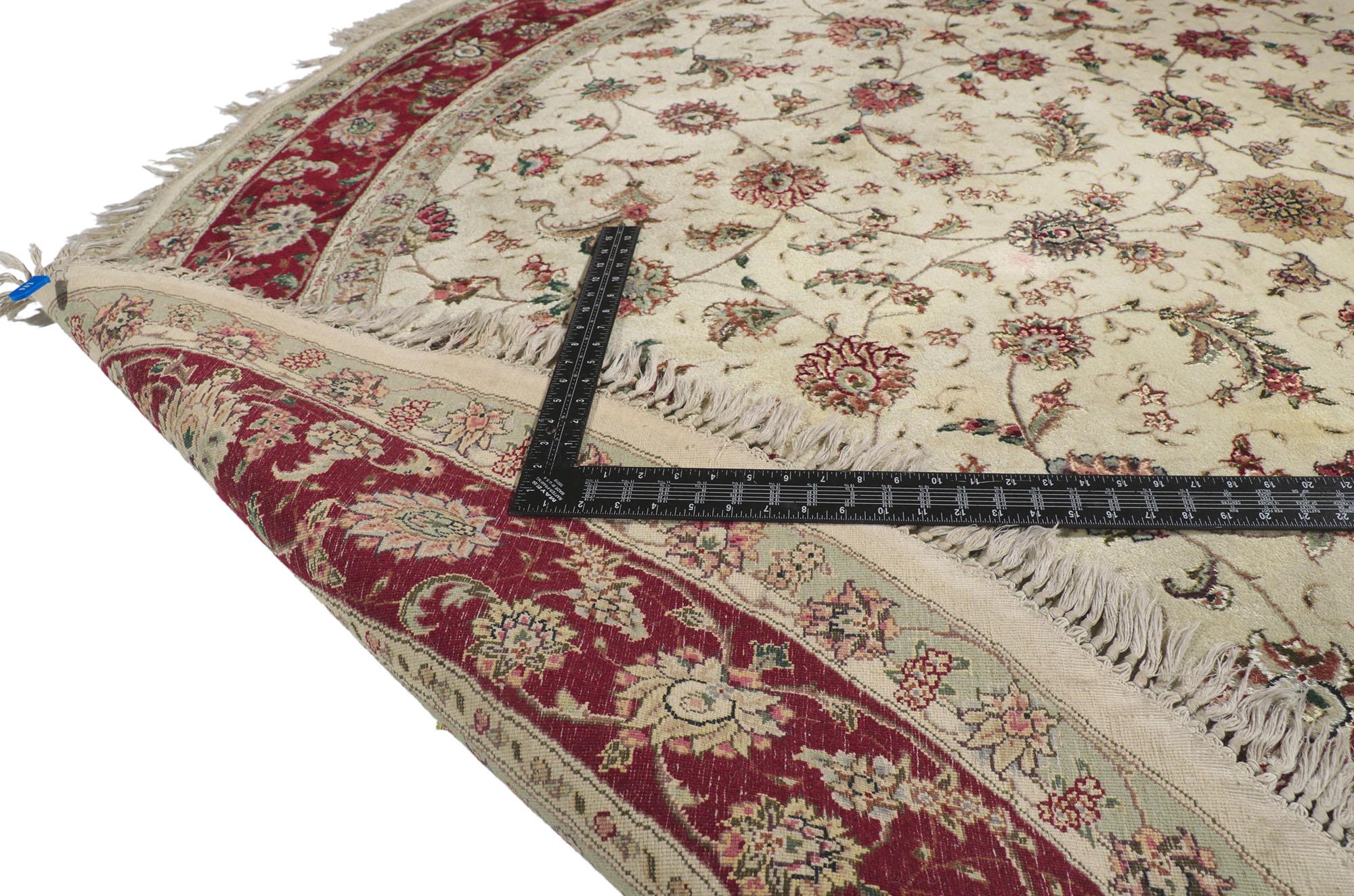 Alfombra redonda persa vintage Tabriz paquistaní en Bueno estado para la venta en Dallas, TX