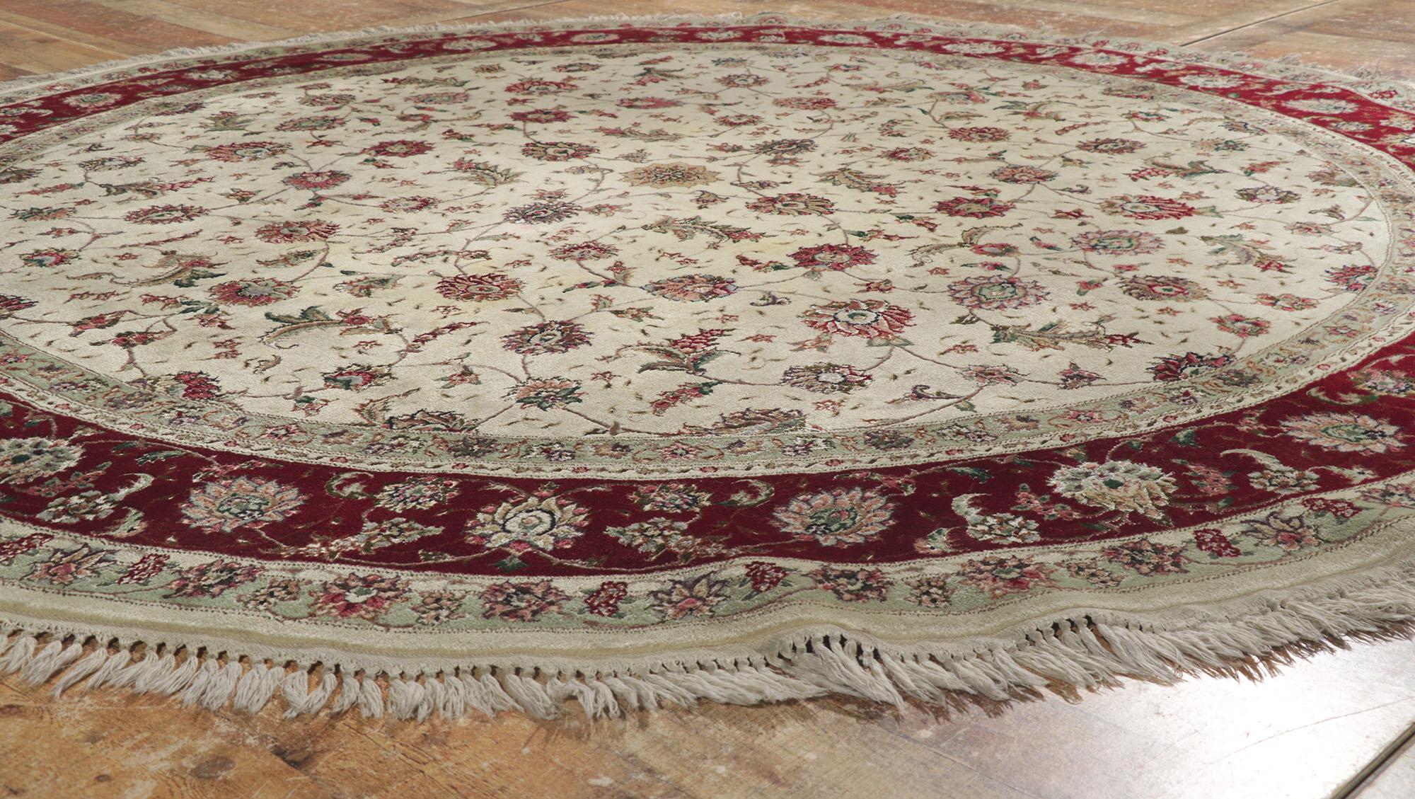 Alfombra redonda persa vintage Tabriz paquistaní siglo XX en venta