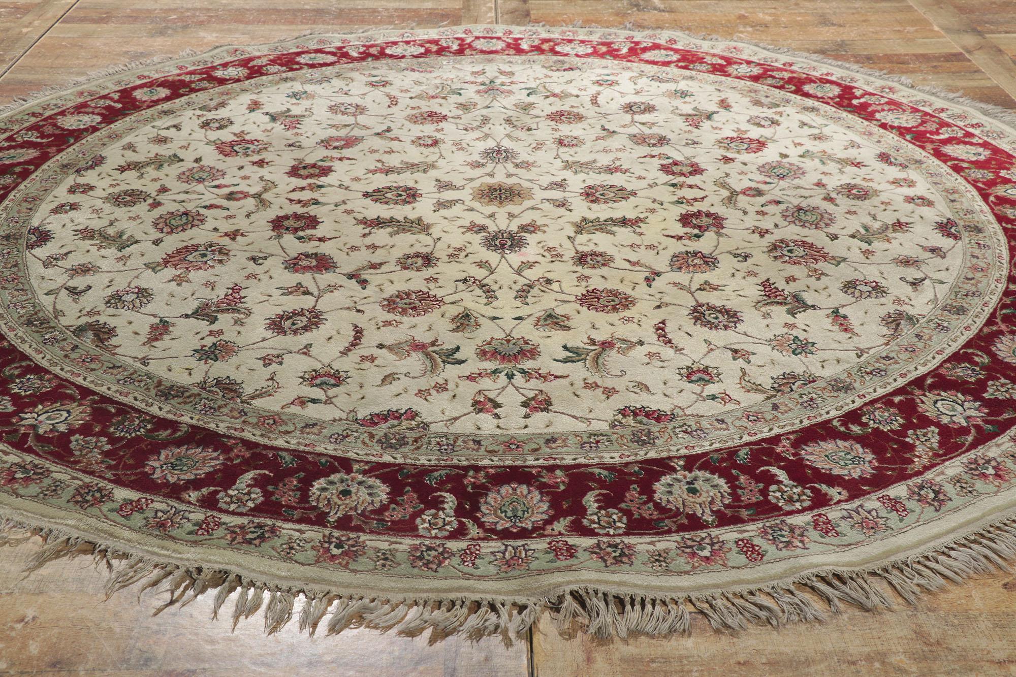 Alfombra redonda persa vintage Tabriz paquistaní Lana en venta