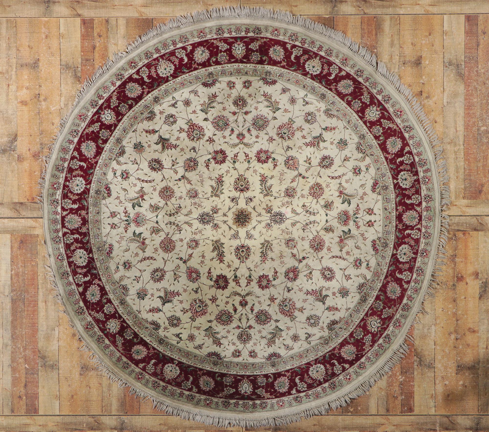 Alfombra redonda persa vintage Tabriz paquistaní en venta 1