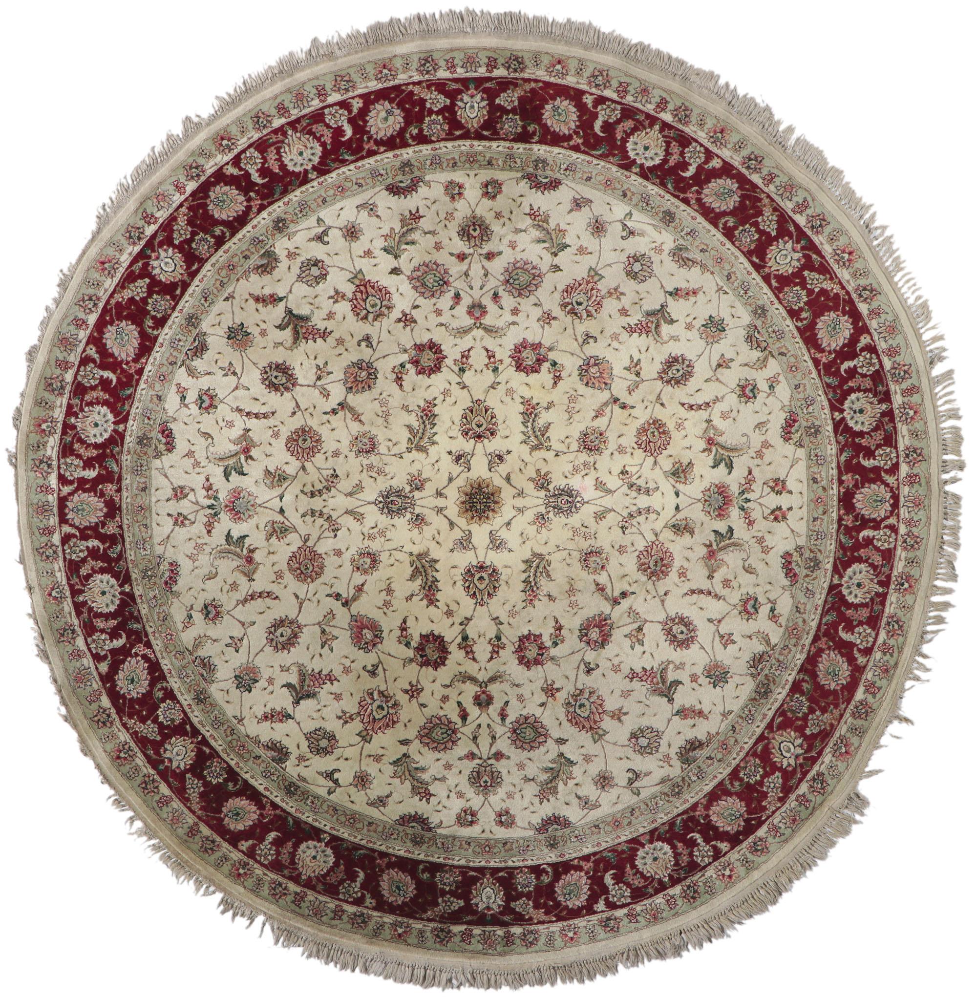 Alfombra redonda persa vintage Tabriz paquistaní en venta 2