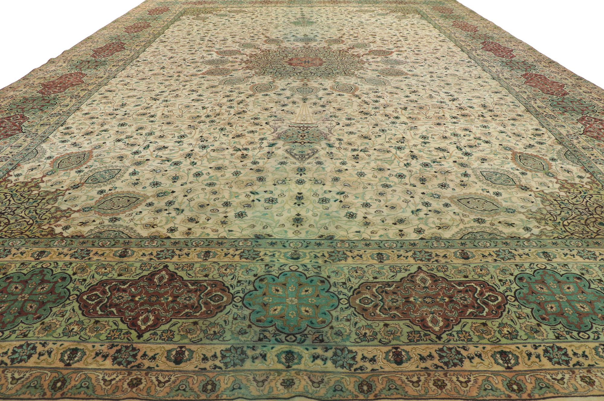 Hand-Knotted Oversized Vintage Persian Tabriz Rug, Hotel Lobby Size Carpet For Sale