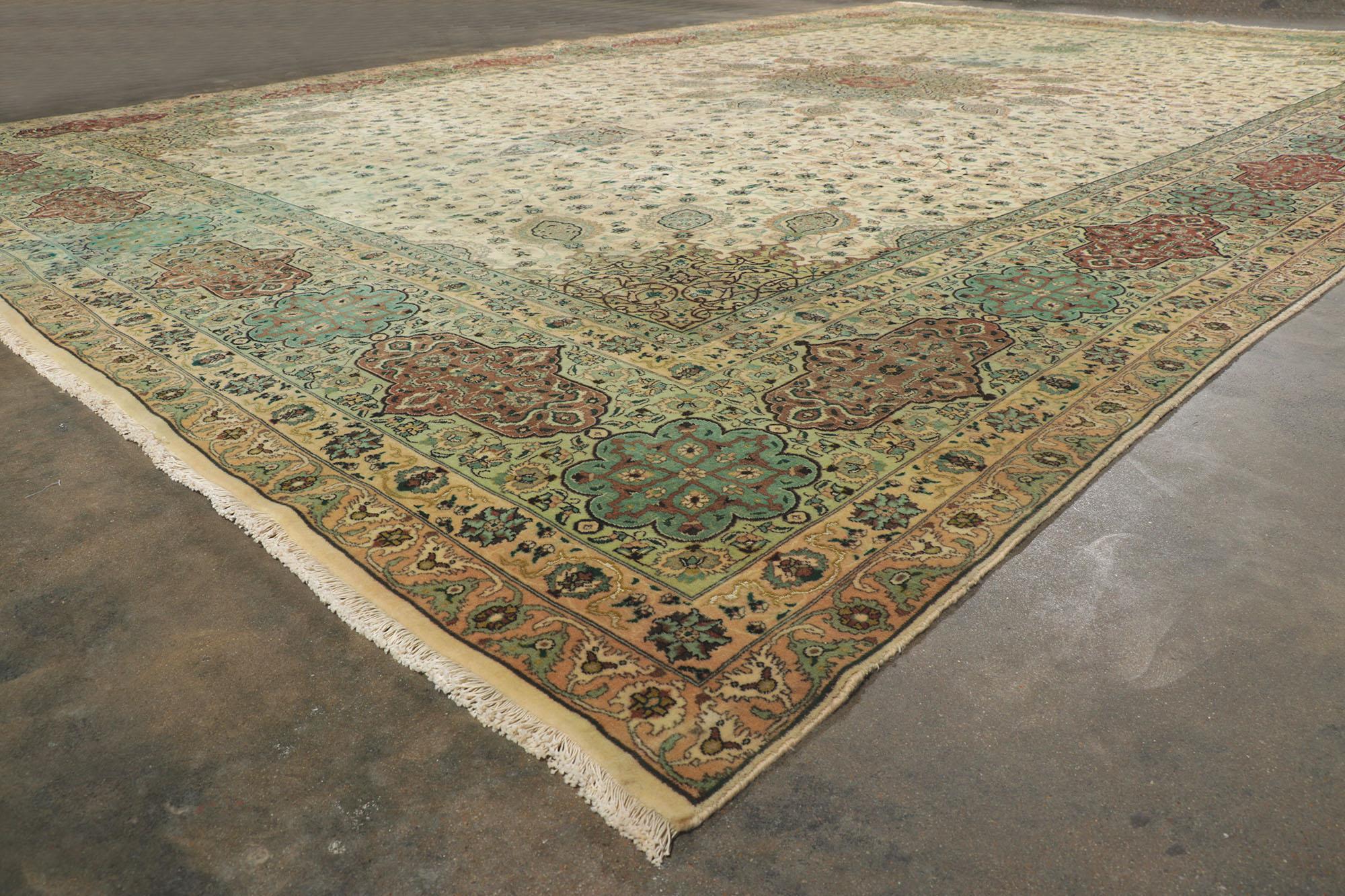 20th Century Oversized Vintage Persian Tabriz Rug, Hotel Lobby Size Carpet For Sale