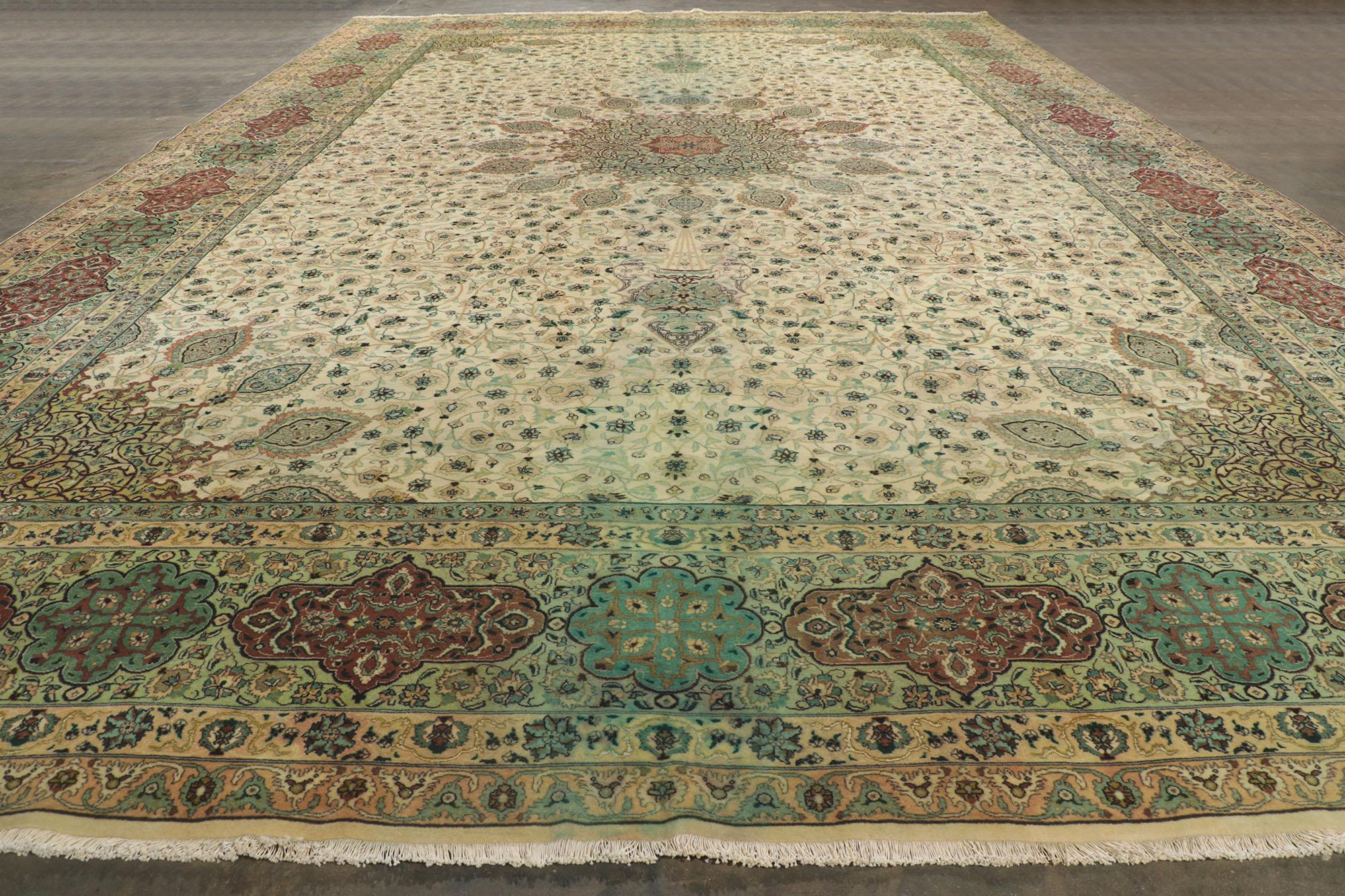 Wool Oversized Vintage Persian Tabriz Rug, Hotel Lobby Size Carpet For Sale