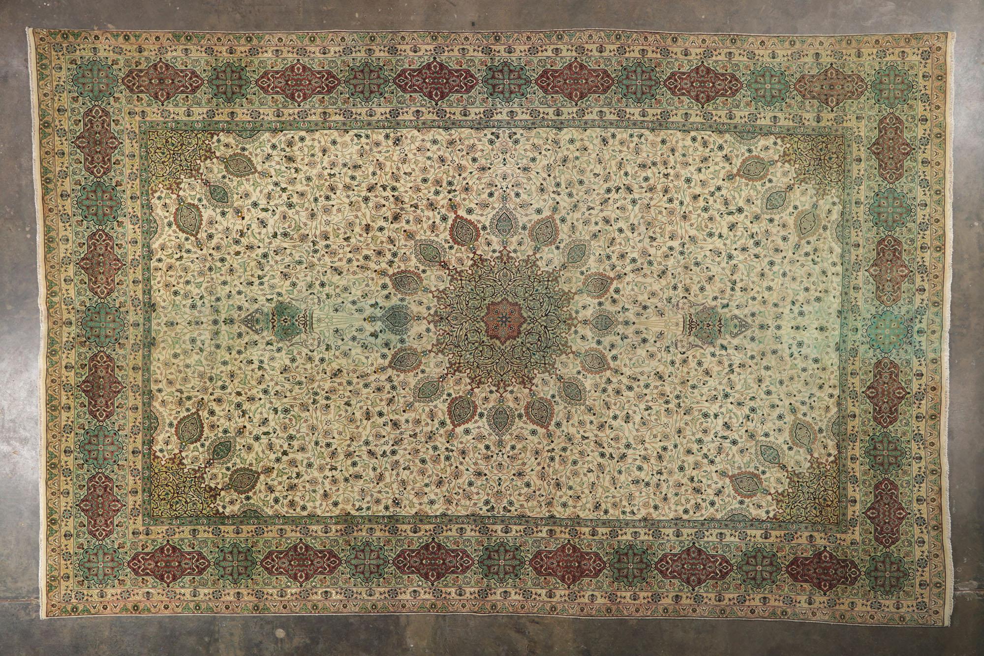 Oversized Vintage Persian Tabriz Rug, Hotel Lobby Size Carpet For Sale 1