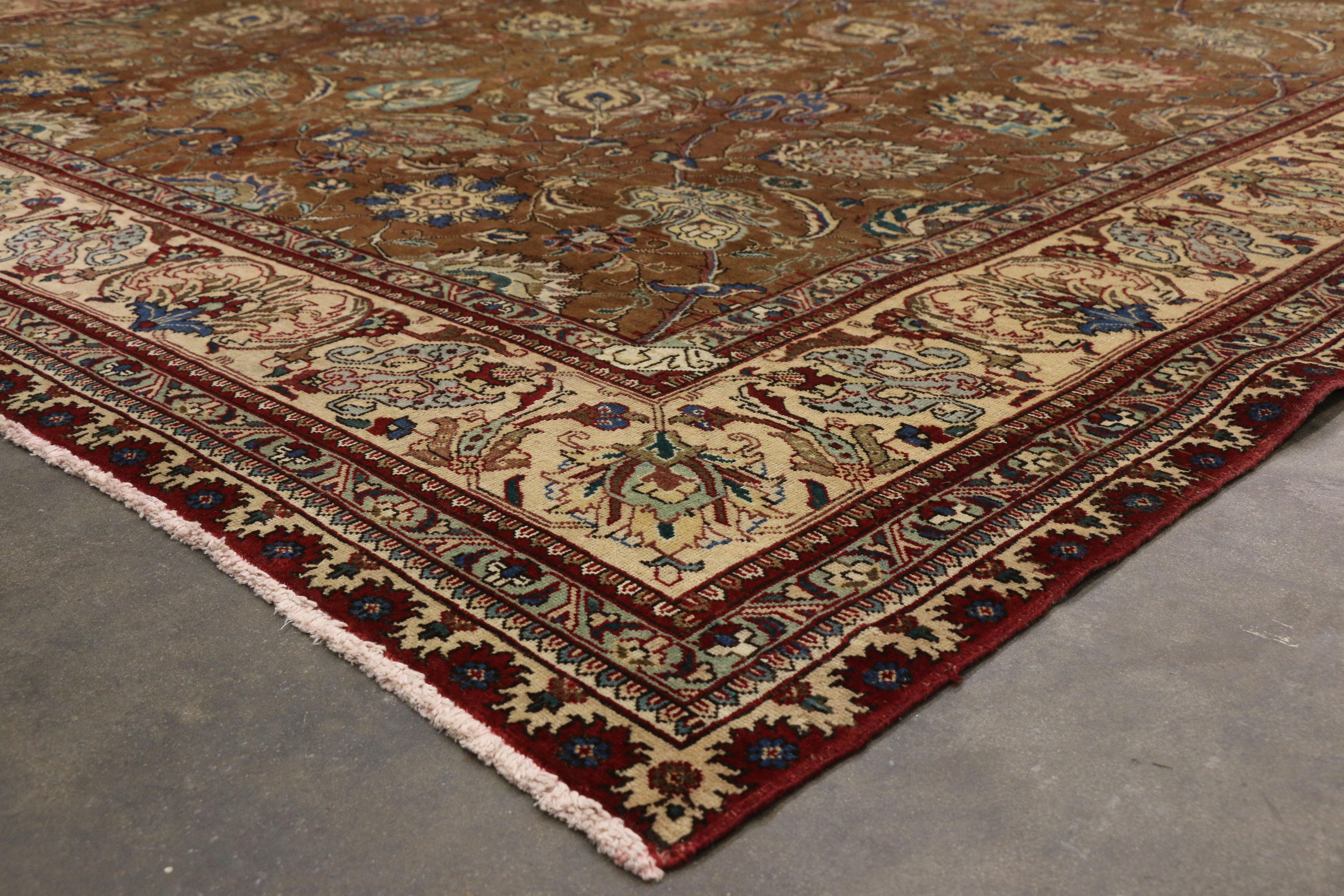 Vintage Persian Tabriz Palace Rug with Arabesque Art Nouveau Style For Sale 3