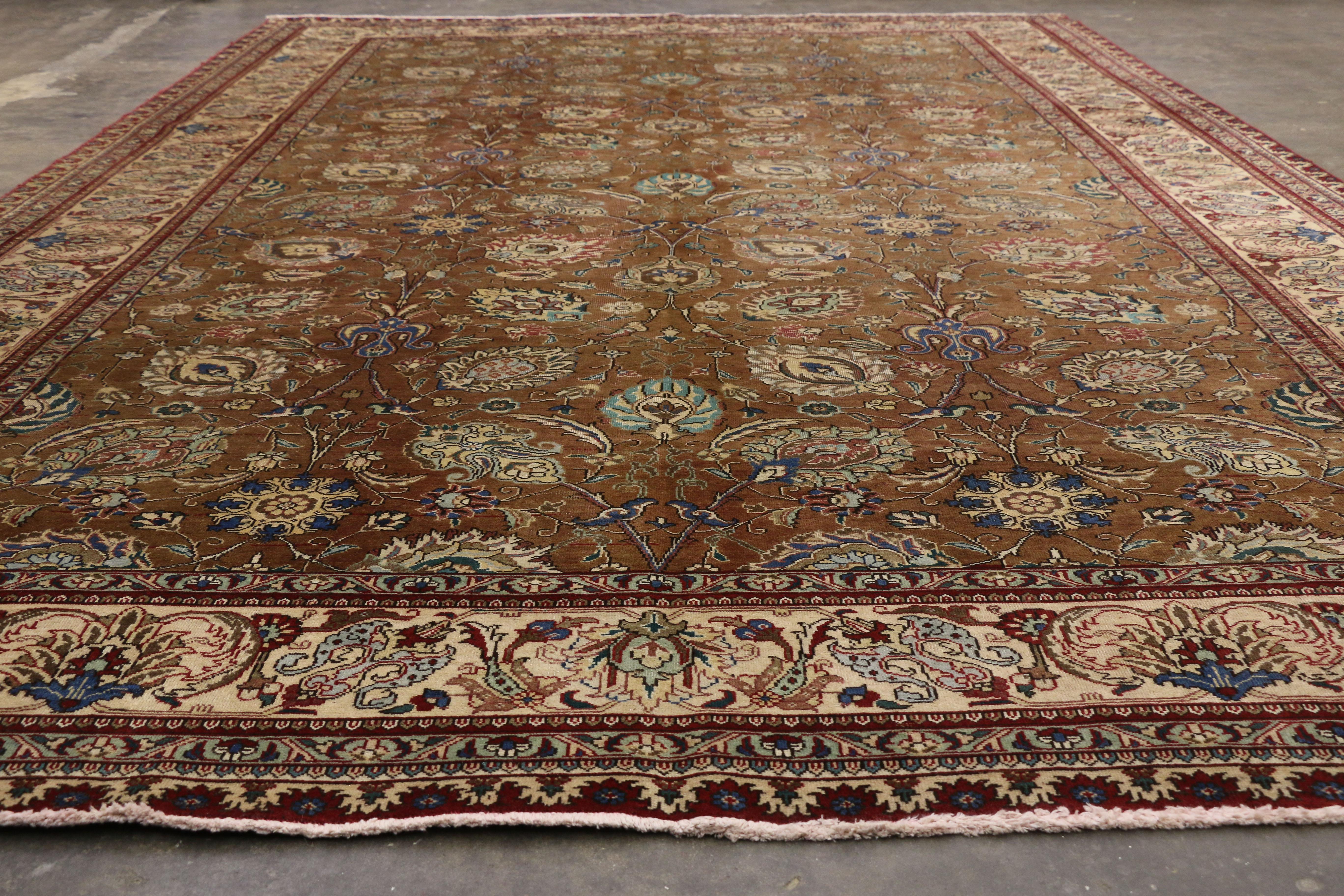 Vintage Persian Tabriz Palace Rug with Arabesque Art Nouveau Style For Sale 6