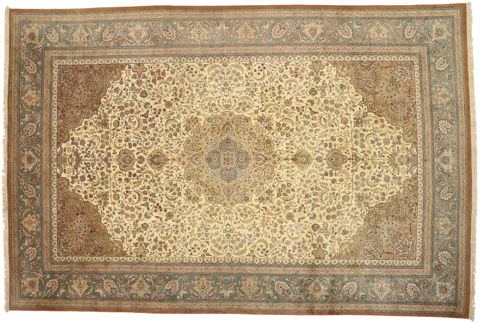 Hand-Knotted Vintage Persian Tabriz Palace Rug with Dutch Renaissance Arabesque Style For Sale