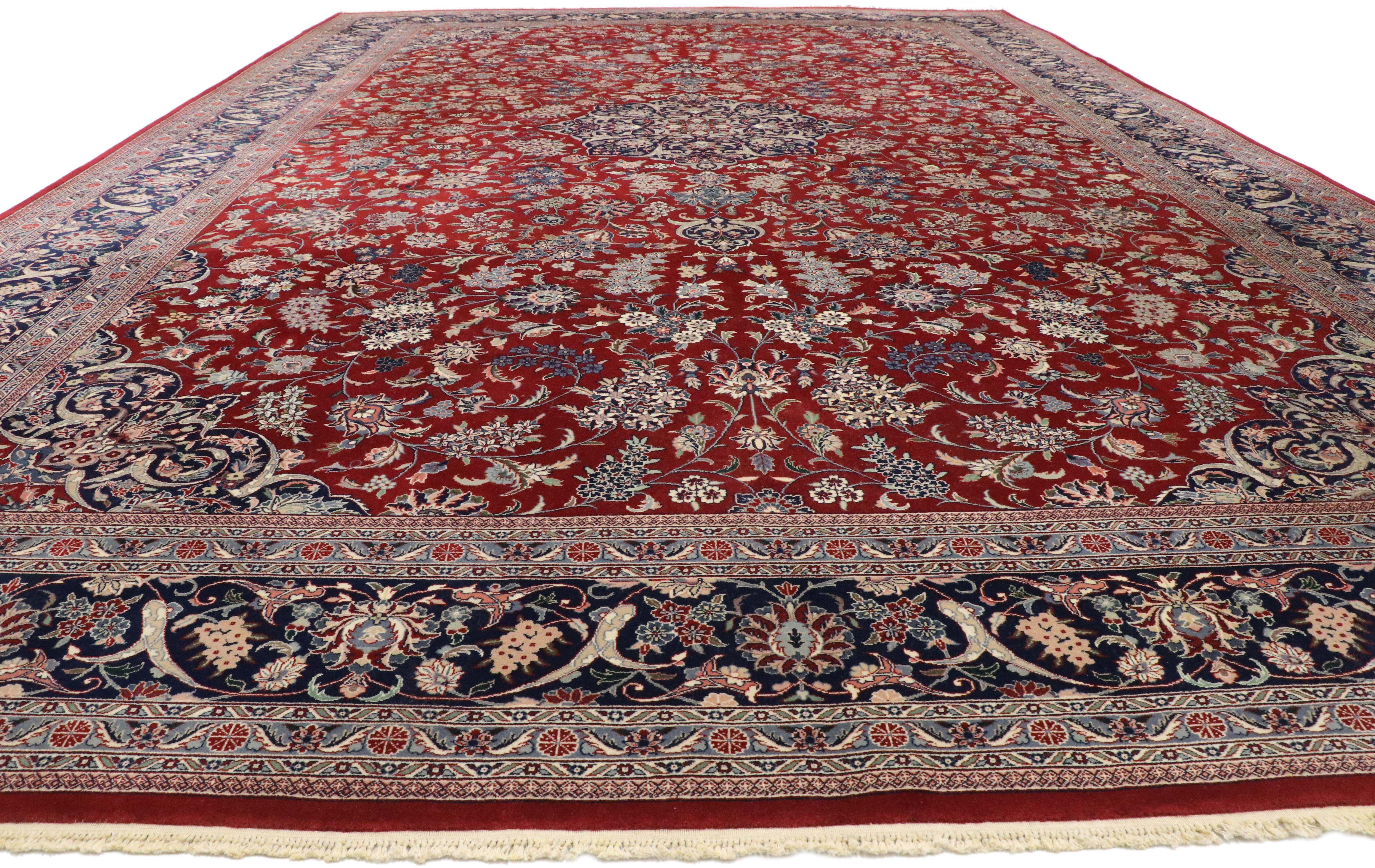 Hand-Knotted Vintage Persian Tabriz Palace Rug with Jacobean Elizabethan Style For Sale