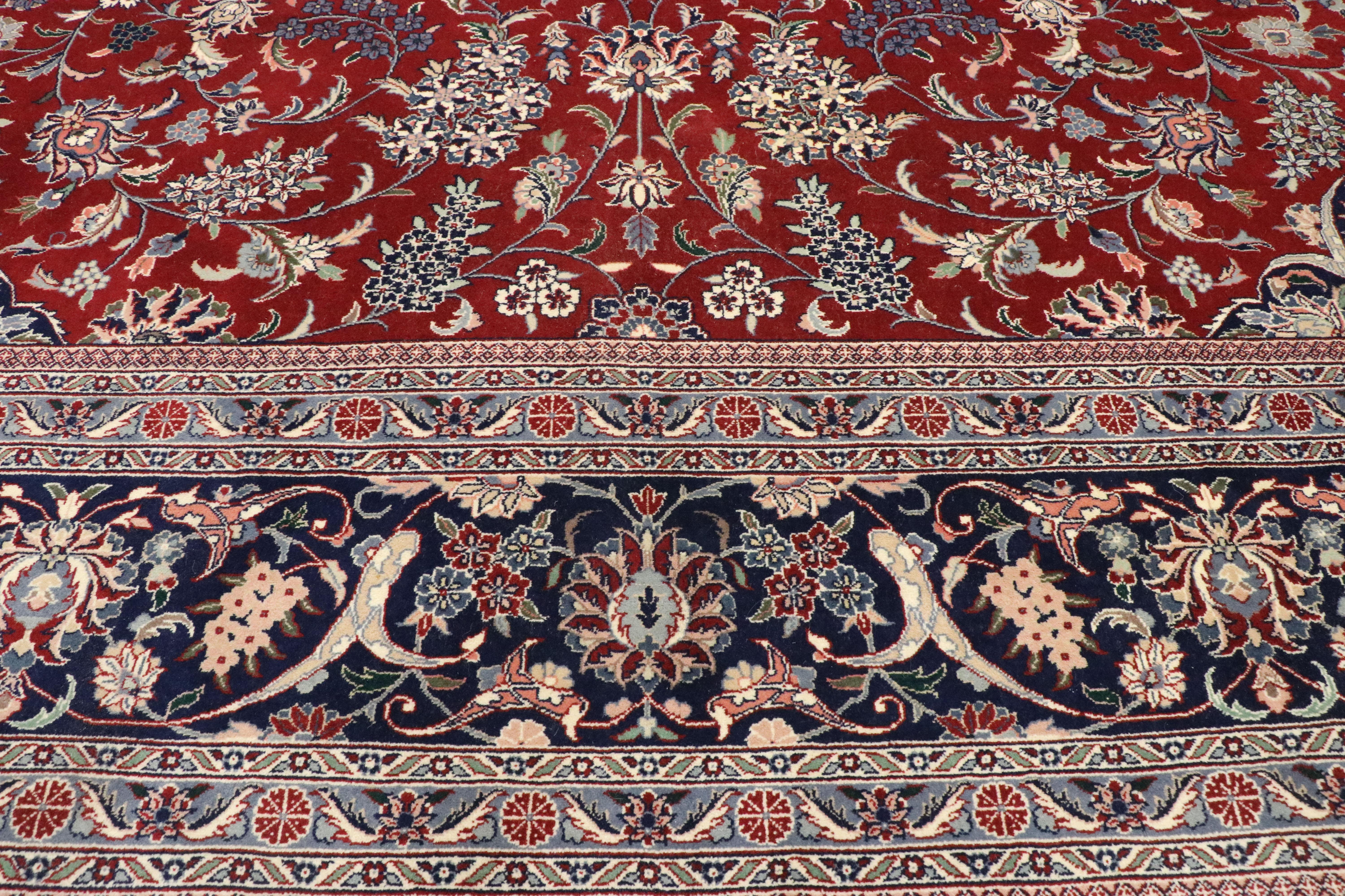 Vintage Chinese Tabriz Wool and Silk Carpet, 11'11 x 17'11 In Good Condition For Sale In Dallas, TX