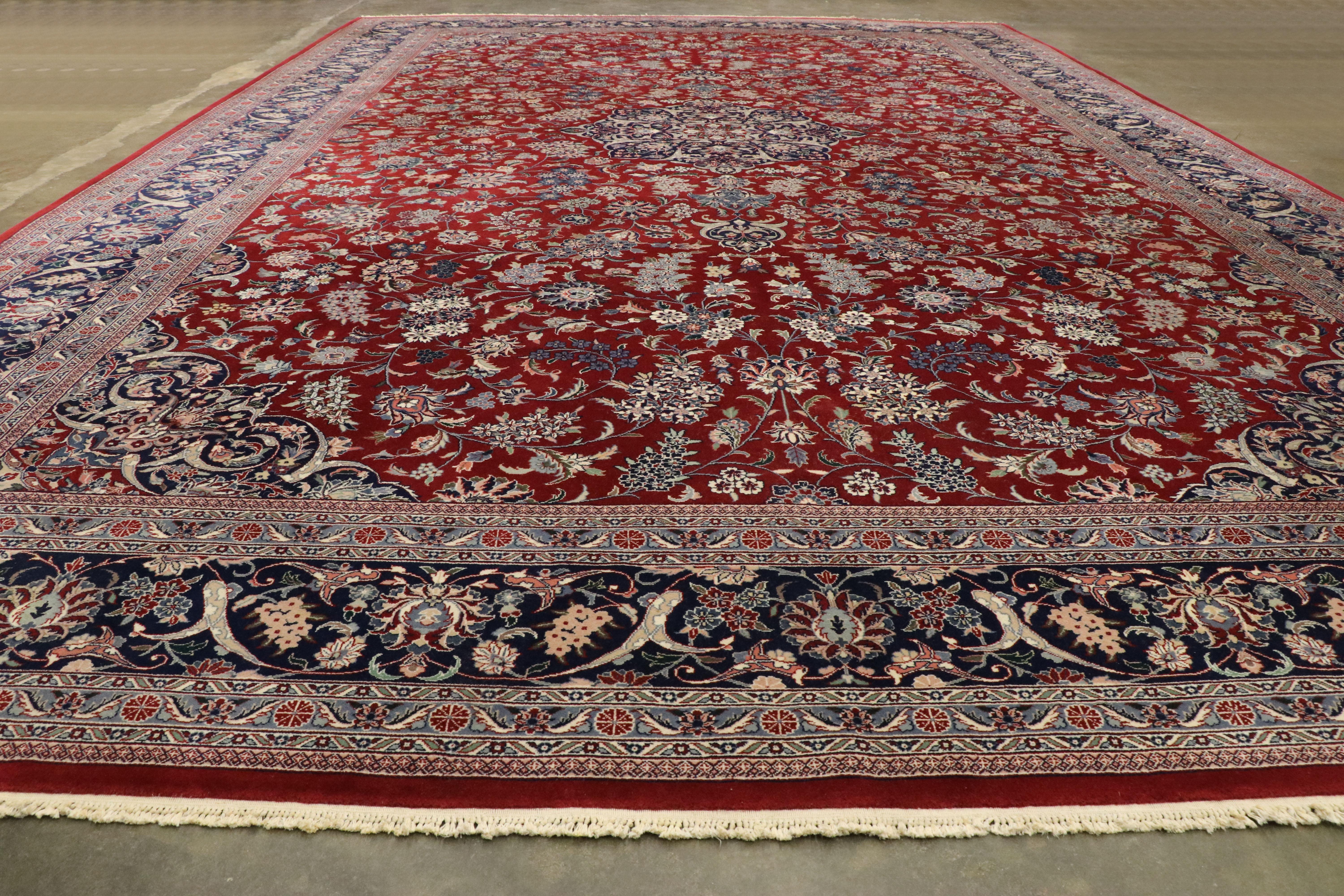 Vintage Persian Tabriz Palace Rug with Jacobean Elizabethan Style For Sale 1