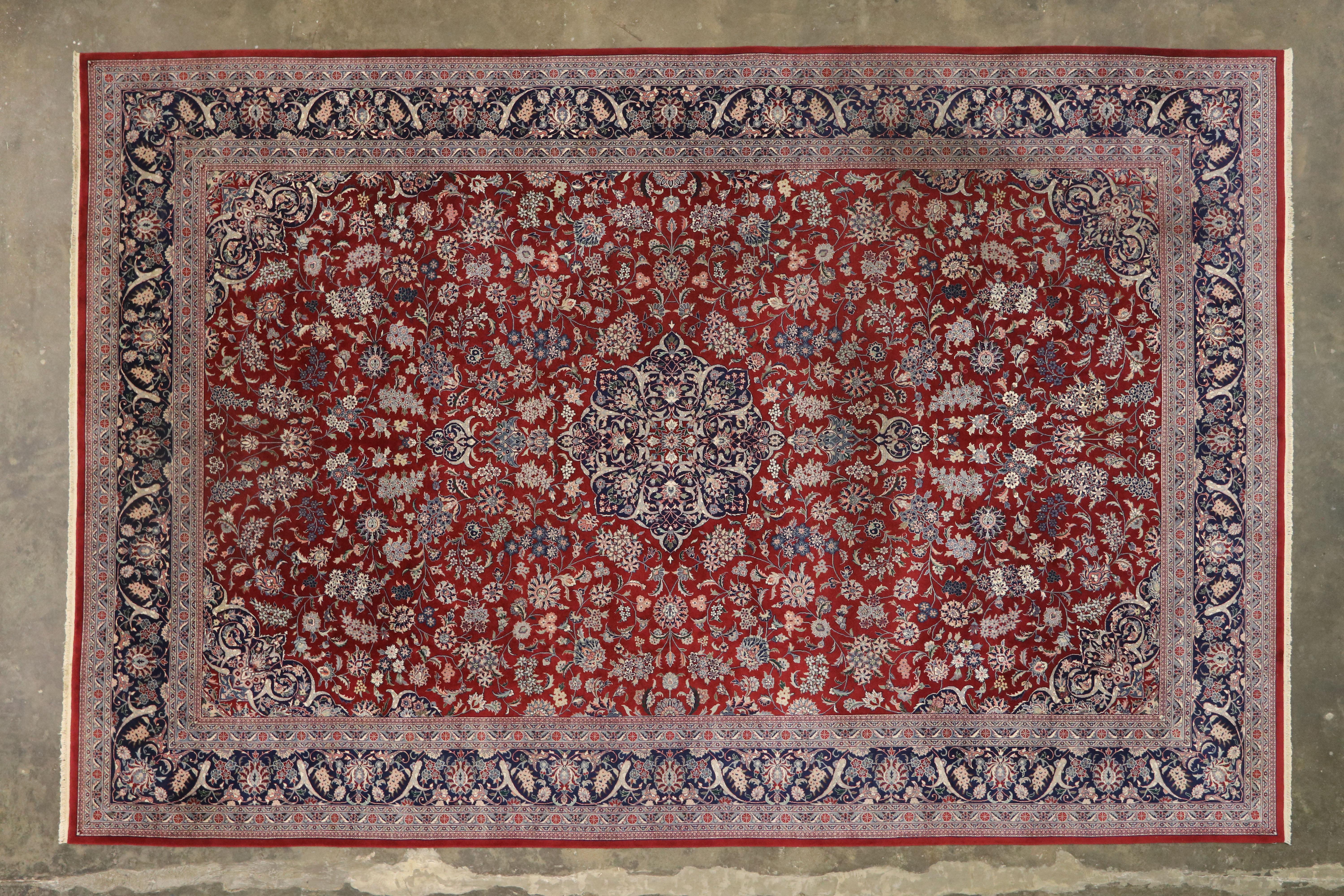 Vintage Persian Tabriz Palace Rug with Jacobean Elizabethan Style For Sale 2