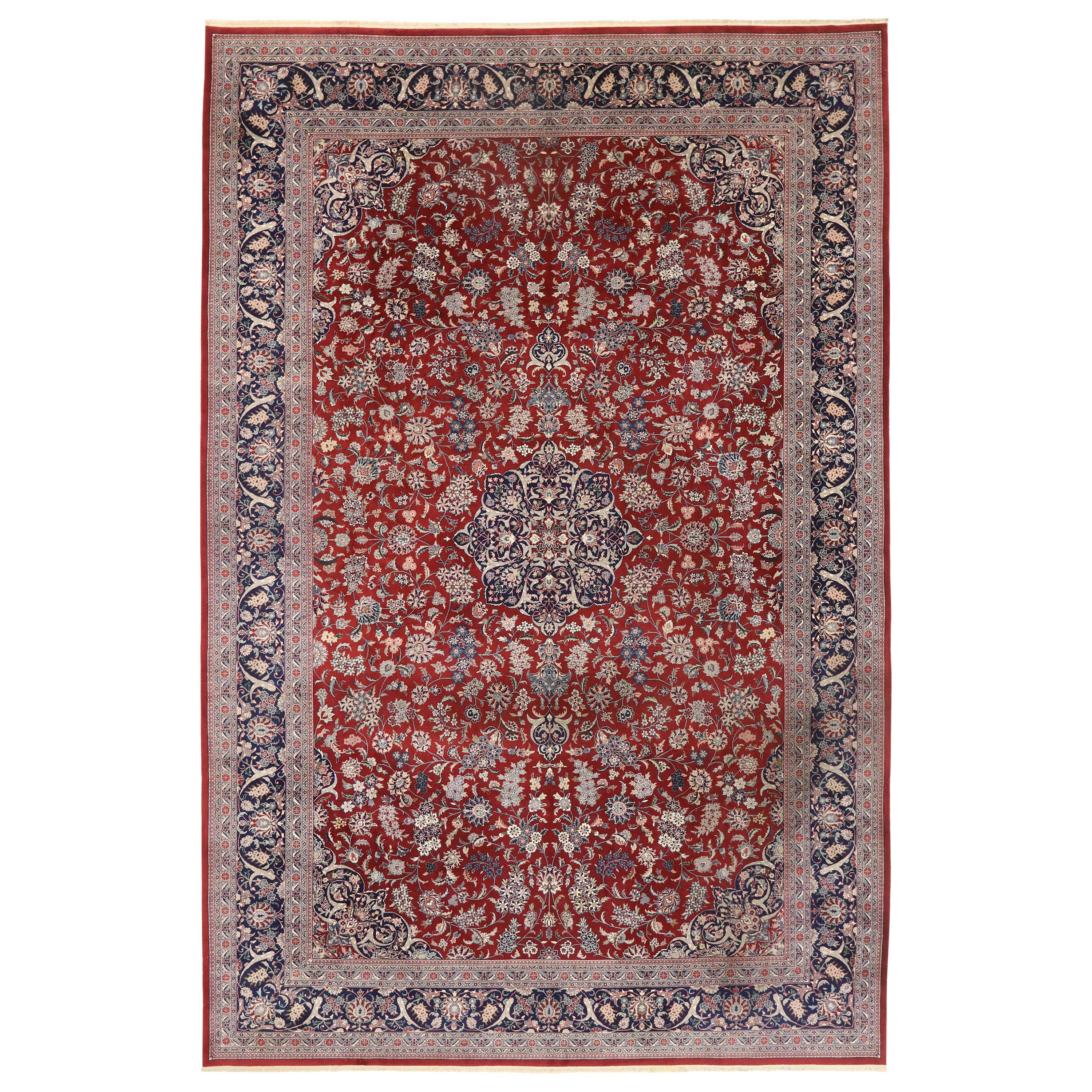 Vintage Chinese Tabriz Wool and Silk Carpet, 11'11 x 17'11 For Sale