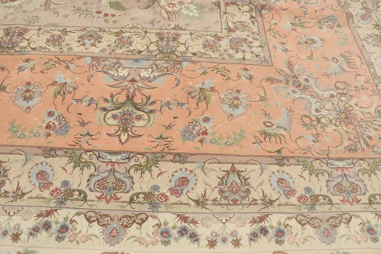 Vintage Persian Tabriz Wool and Silk Rug by Master Weaver Shirfar For
