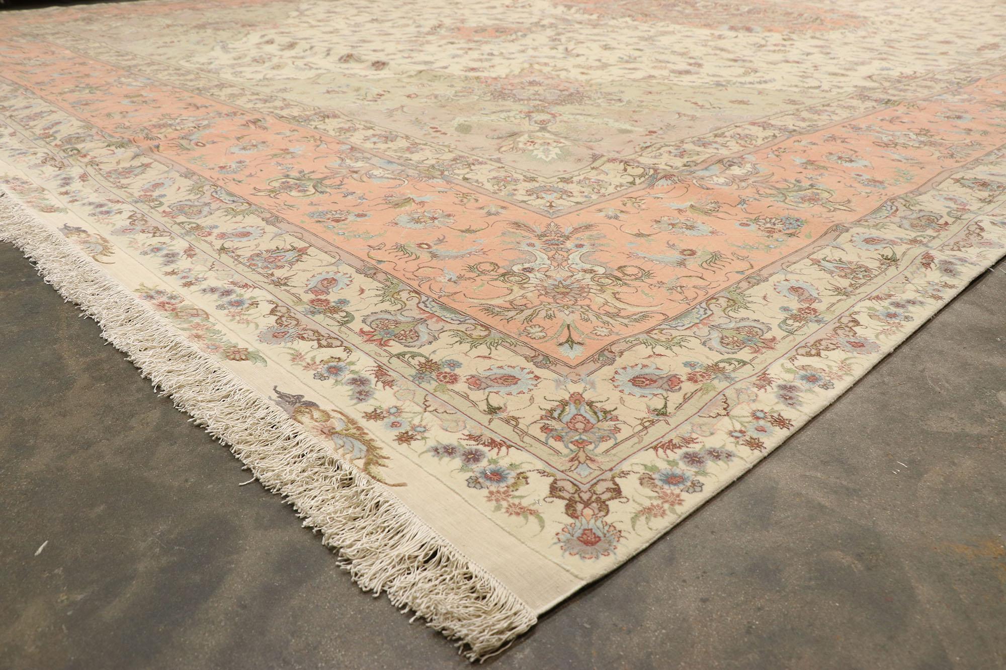 20th Century 1980s Signed Vintage Persian Shirfar Tabriz Palatial Wool and Silk Rug  For Sale
