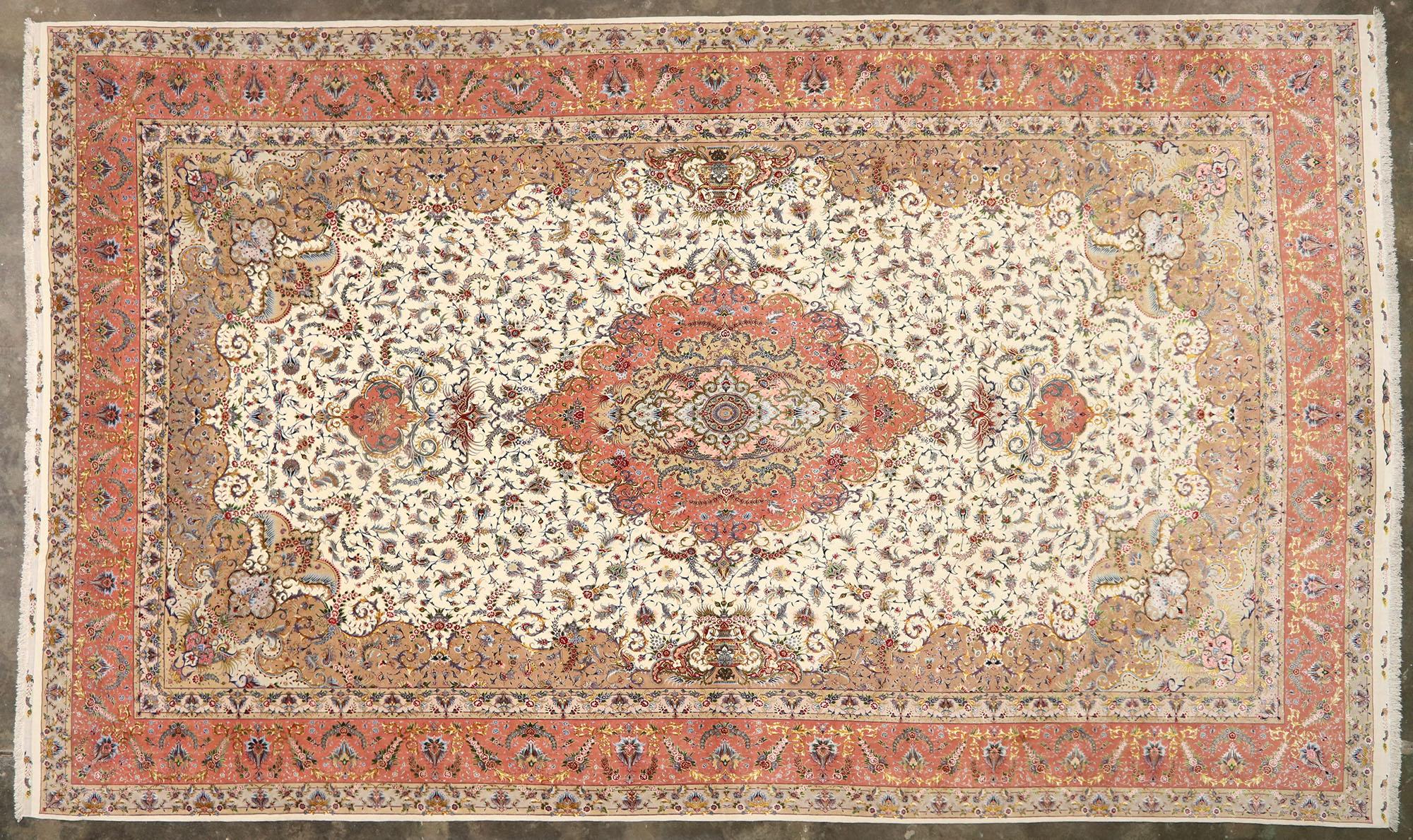 20ième siècle Tapis persan Shirfar Tabriz Palatial signé des années 1980 en vente