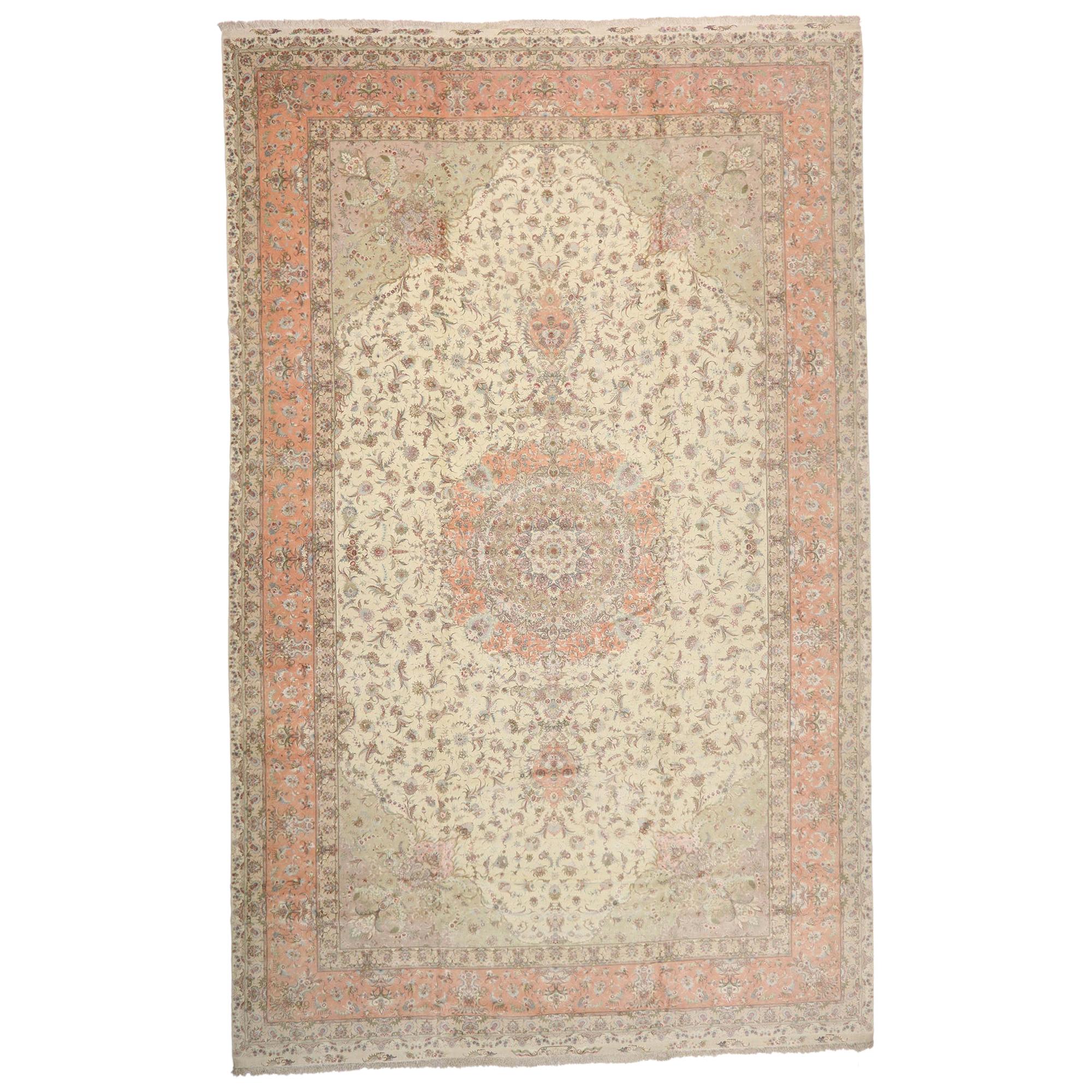 Vintage Persian Tabriz Wool and Silk Rug by Master Weaver Shirfar For Sale  at 1stDibs