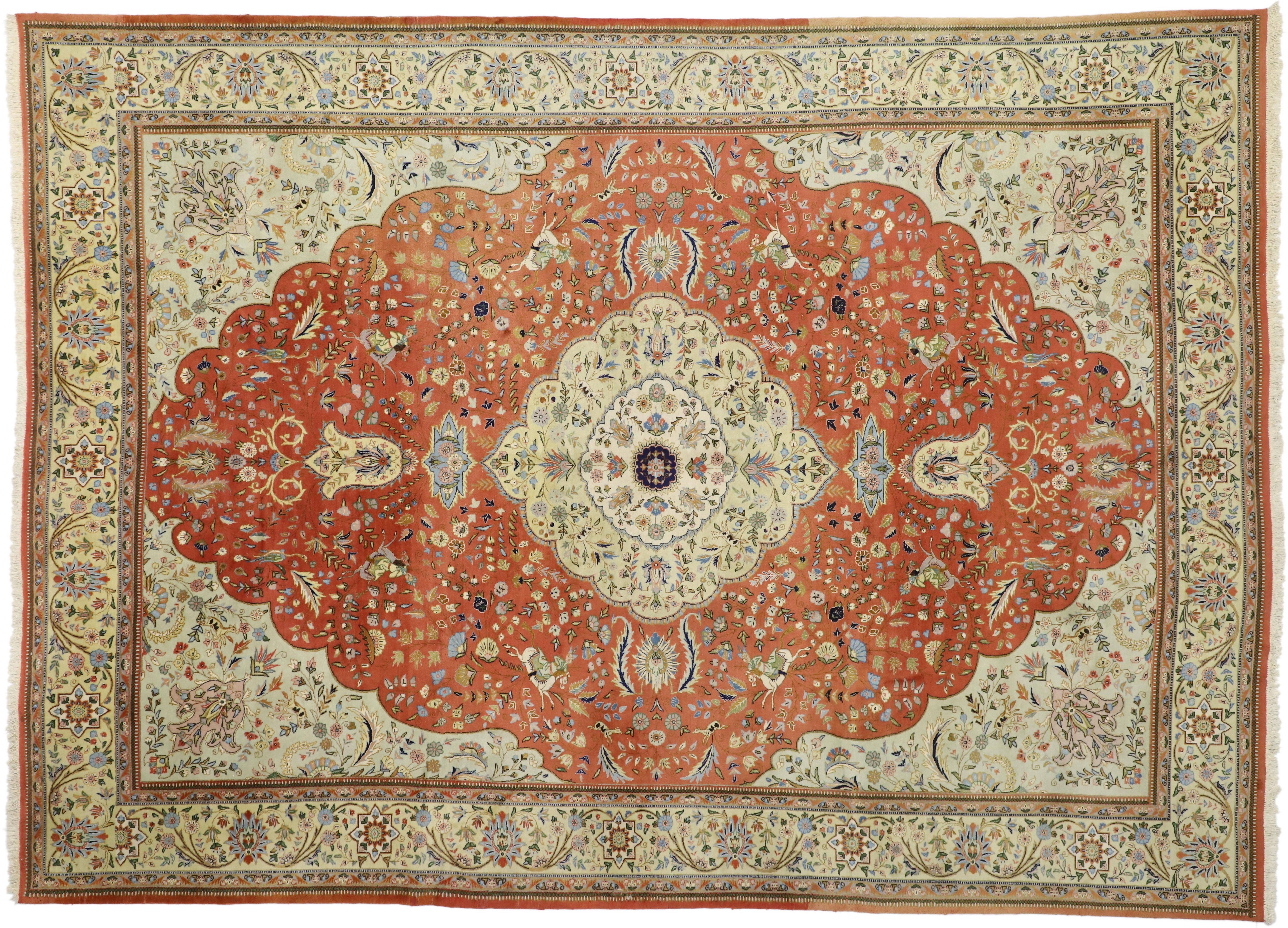Vintage Persian Tabriz Palace Size Rug with Arts & Crafts Renaissance Style For Sale 3