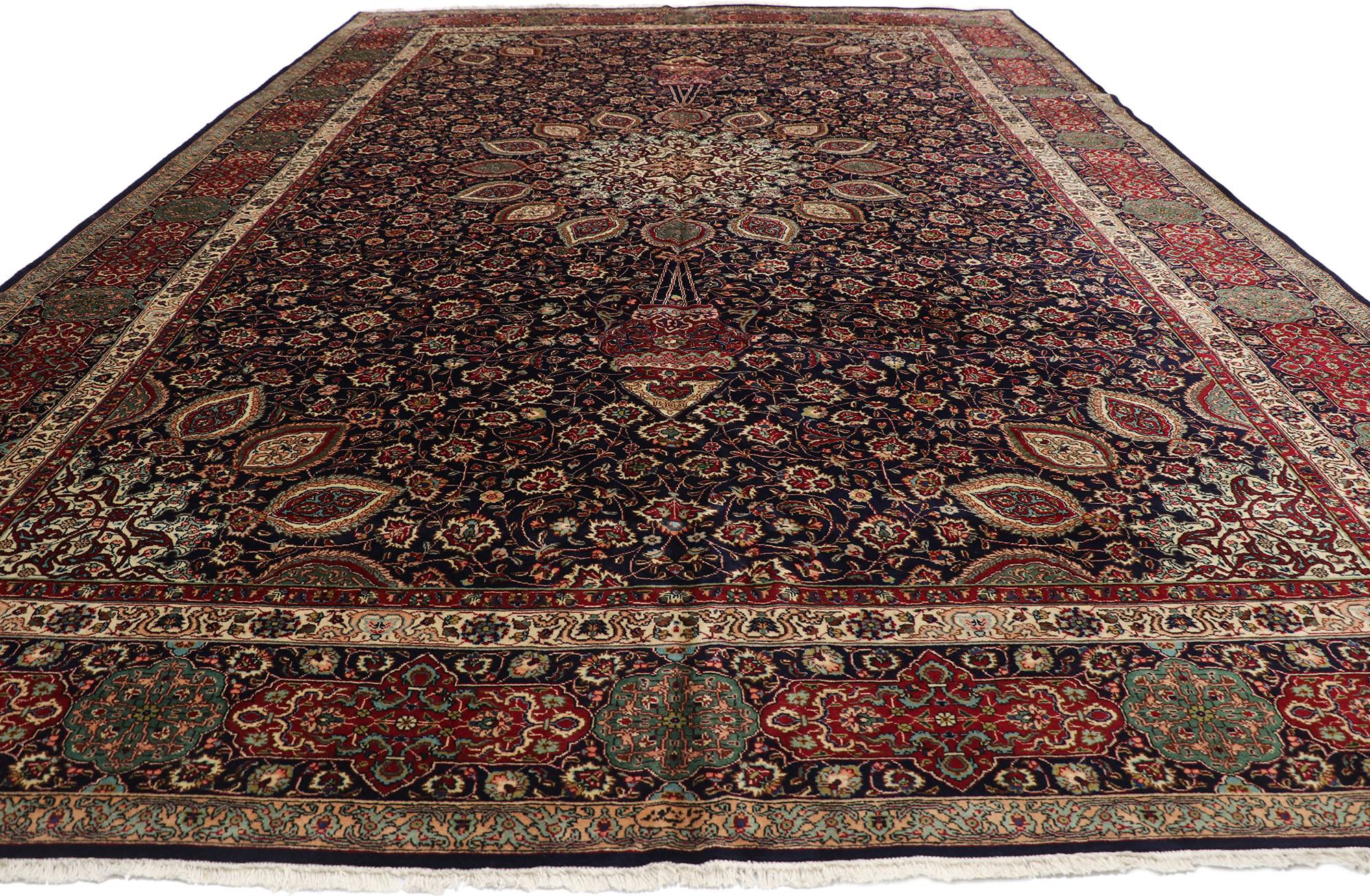 Bahraini Vintage Persian Tabriz Palace Size Rug with The Ardabil Carpet Design For Sale