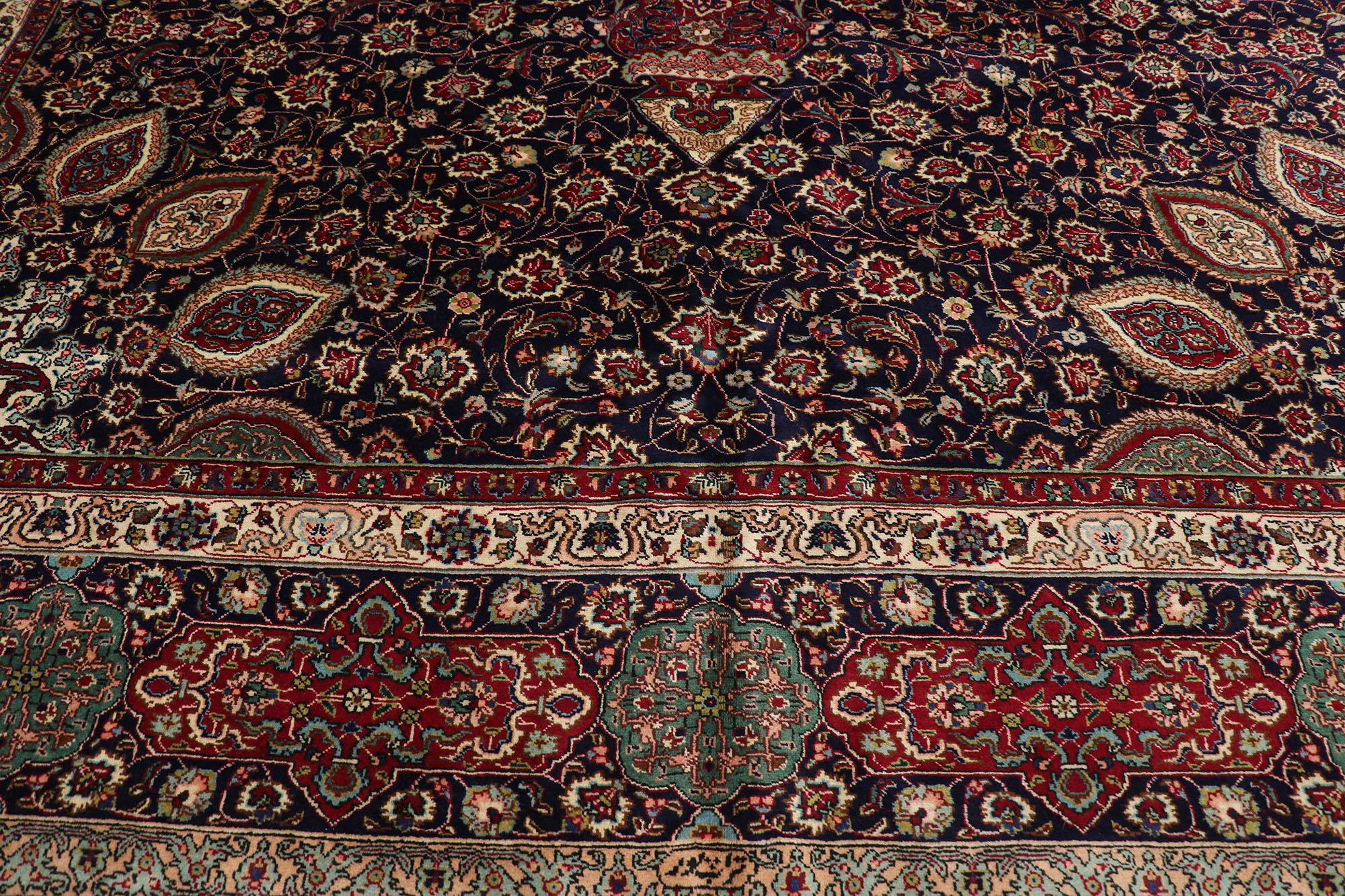 Hand-Knotted Vintage Persian Tabriz Palace Size Rug with The Ardabil Carpet Design For Sale