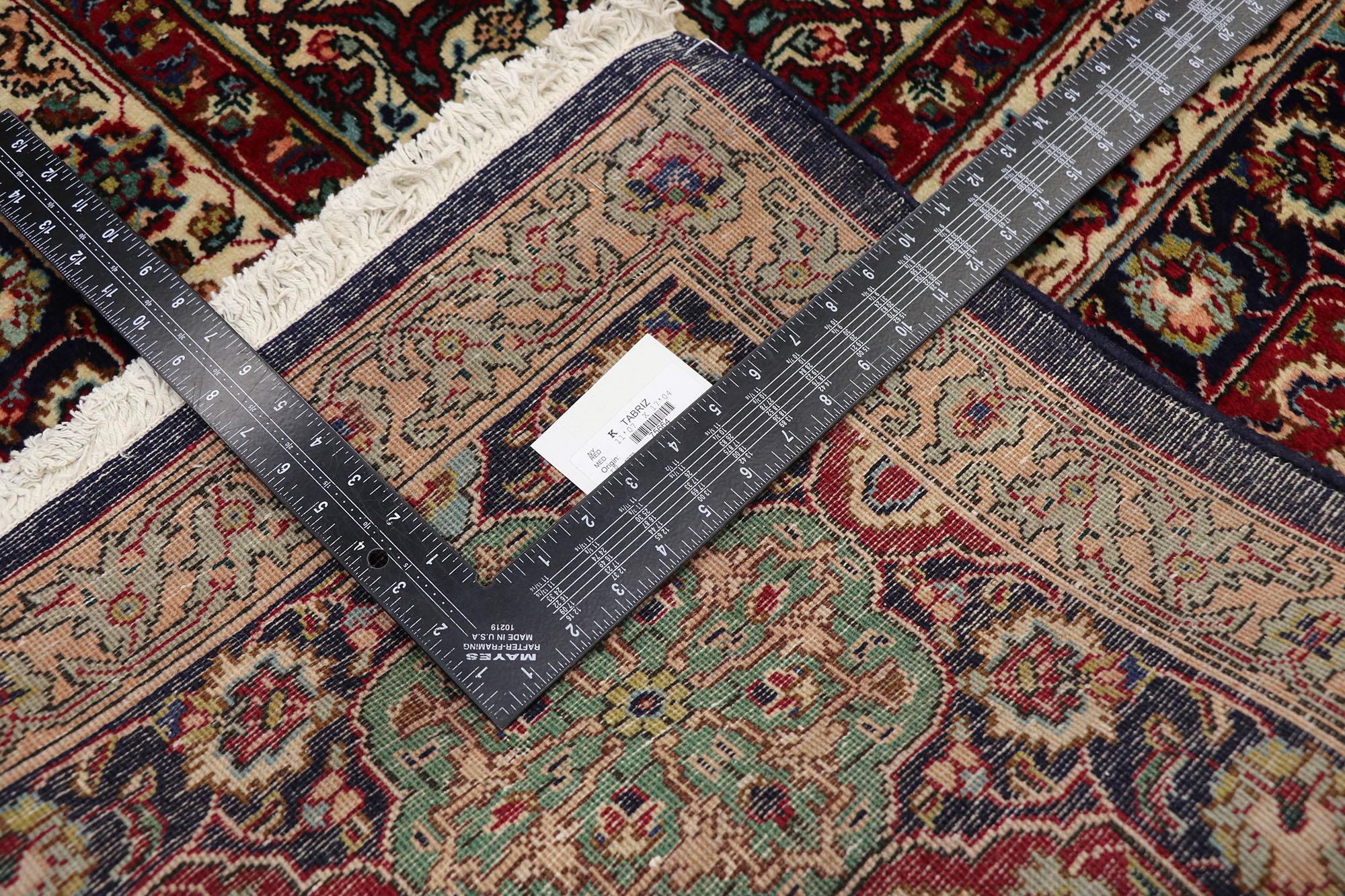 Vintage Persian Tabriz Palace Size Rug with The Ardabil Carpet Design In Good Condition For Sale In Dallas, TX