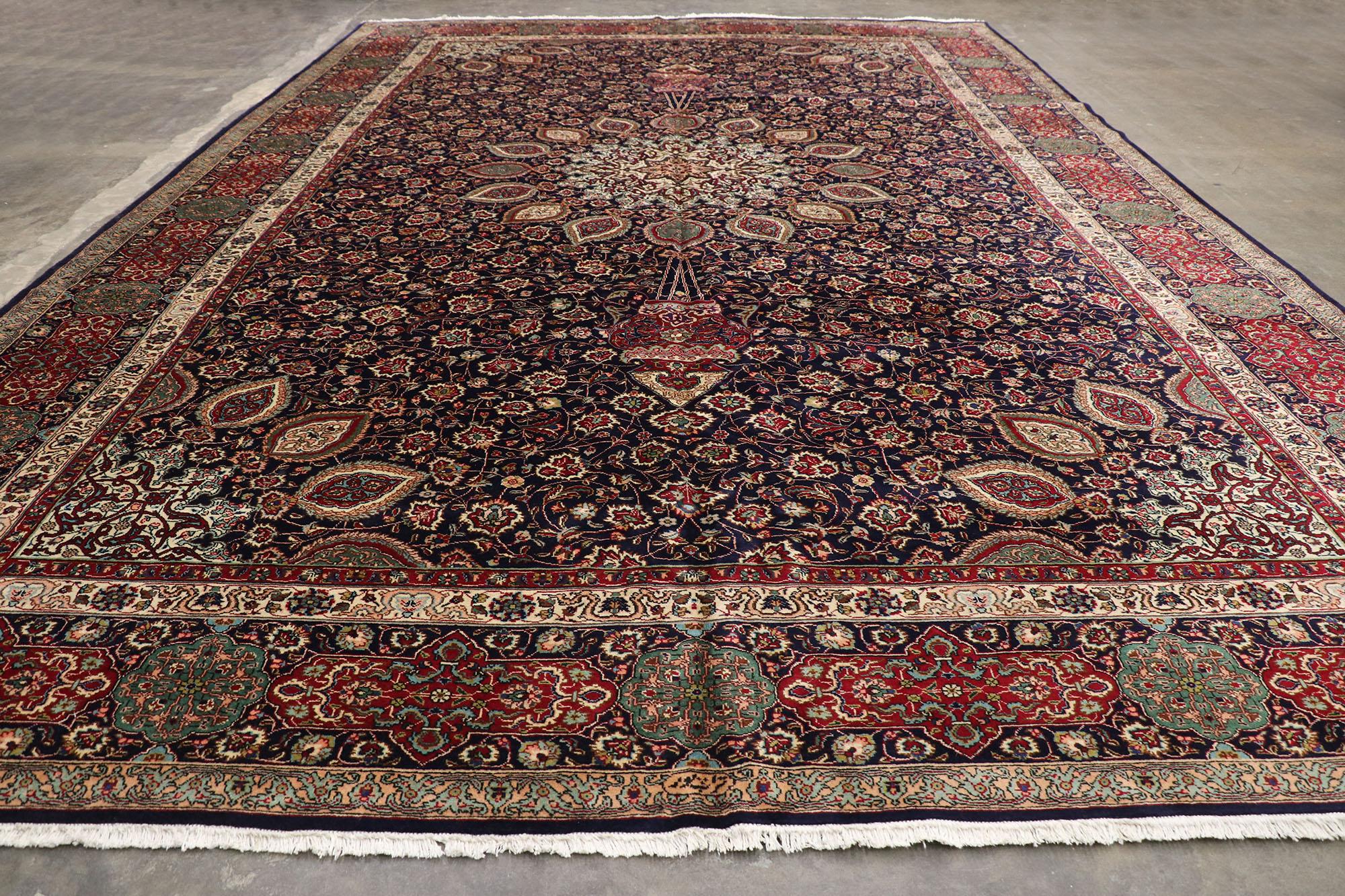 Wool Vintage Persian Tabriz Palace Size Rug with The Ardabil Carpet Design For Sale