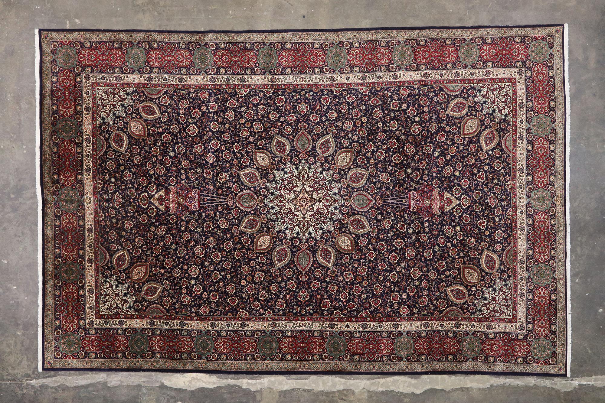 Vintage Persian Tabriz Palace Size Rug with The Ardabil Carpet Design For Sale 1