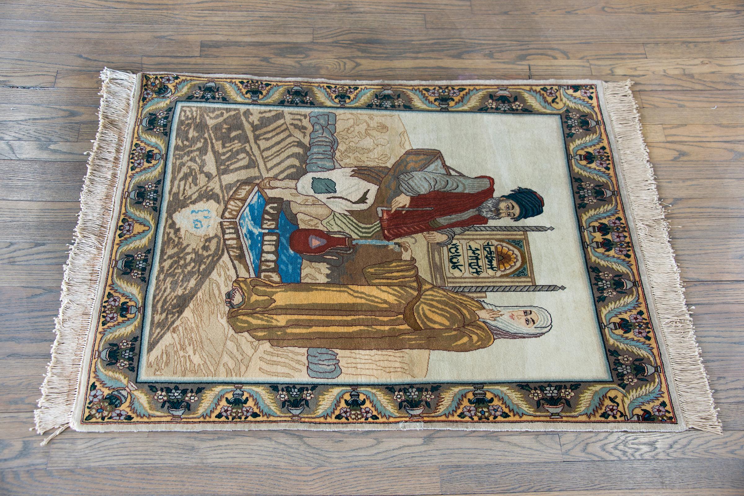 Tapis vintage persan de Tabriz à motifs picturaux en vente 8