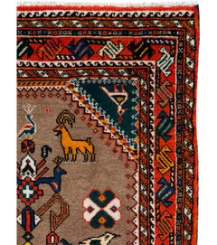 Vintage Persian Tabriz Pictorial Rug