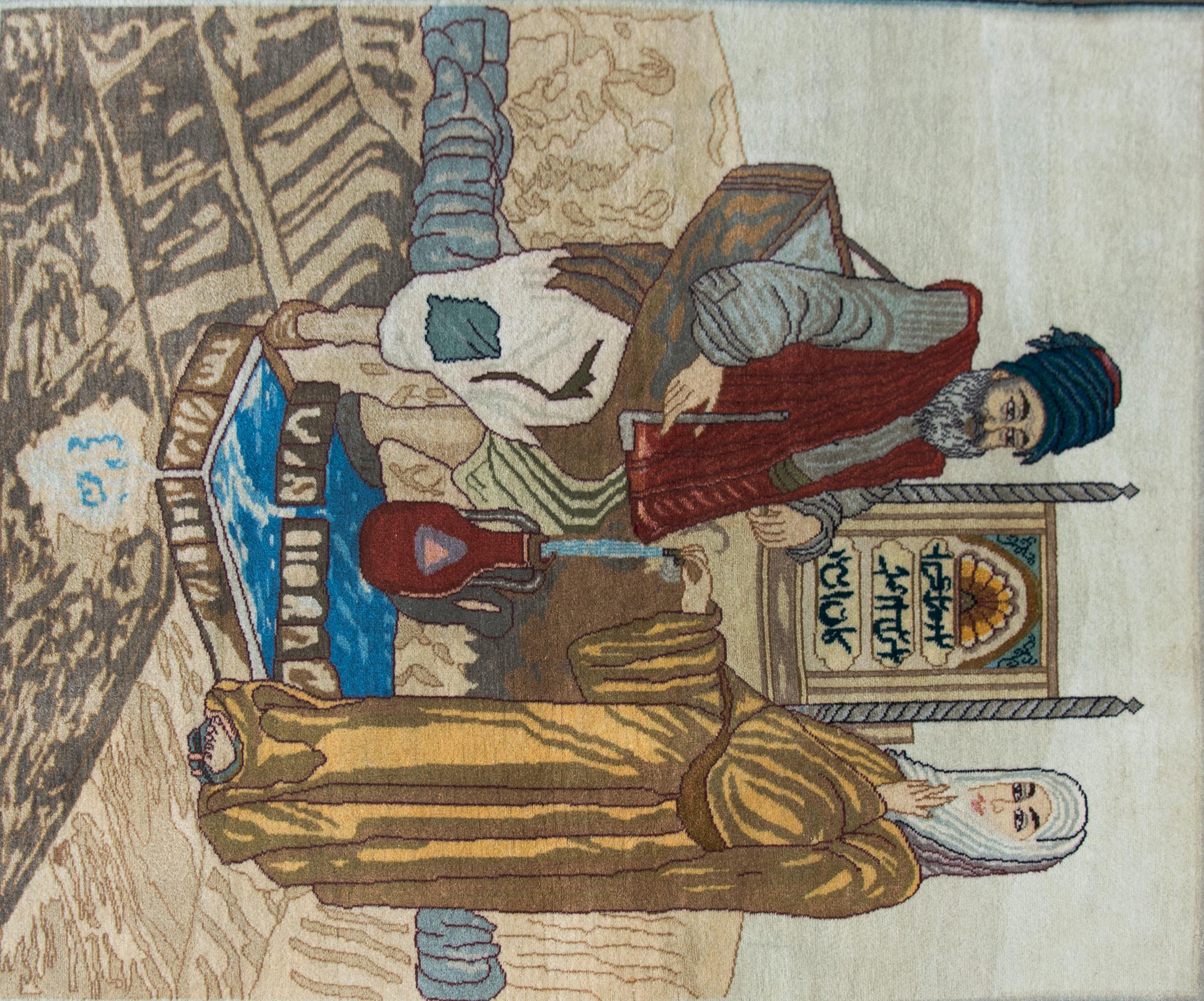 Perse Tapis vintage persan de Tabriz à motifs picturaux en vente