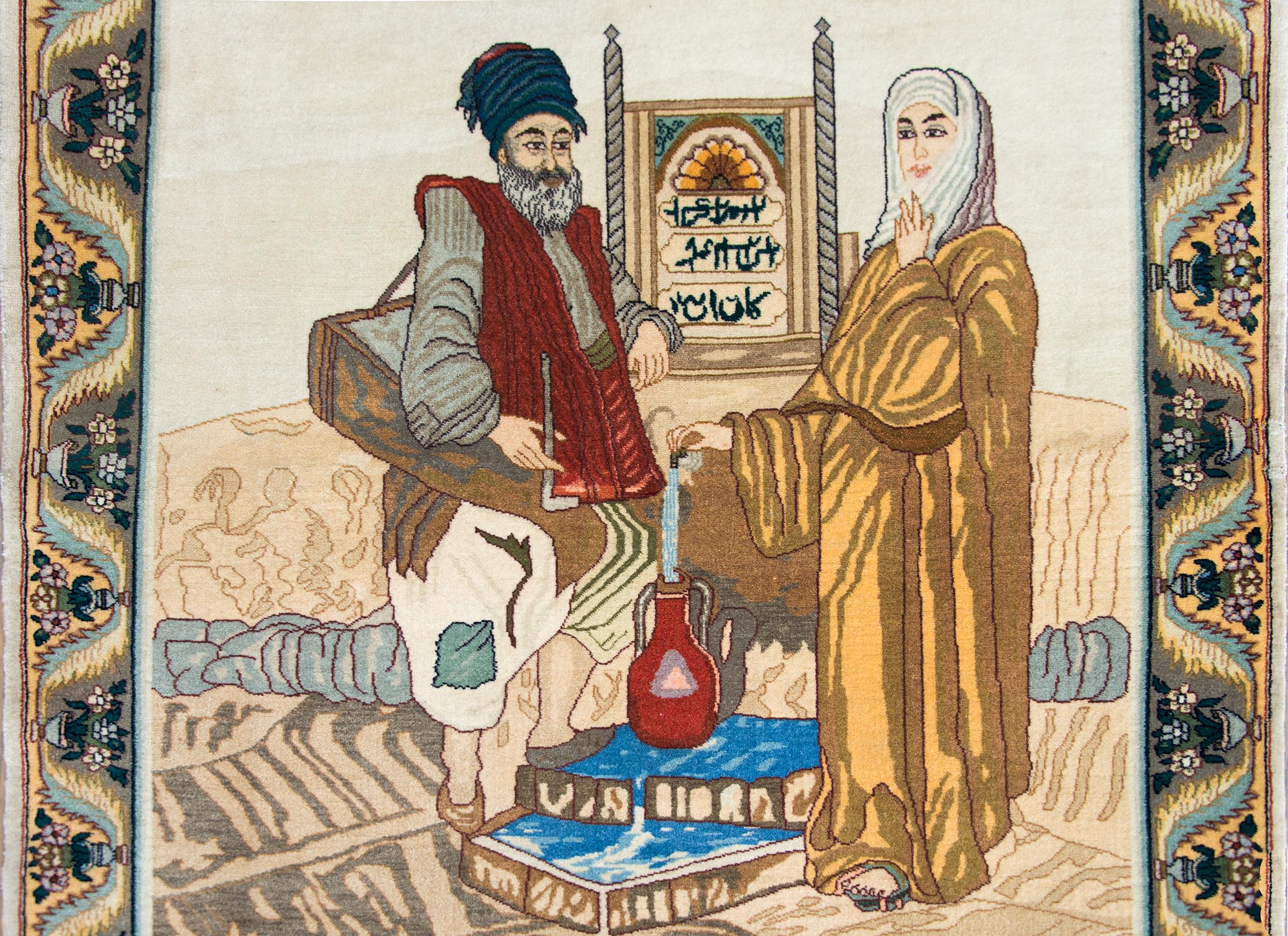 Vintage Persian Tabriz Pictorial Rug For Sale 3