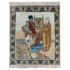 Tapis vintage persan de Tabriz à motifs picturaux