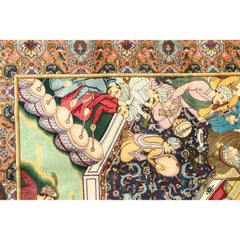 Tapis pictural persan Tabriz vintage - Taille : 9'5 X 6'9